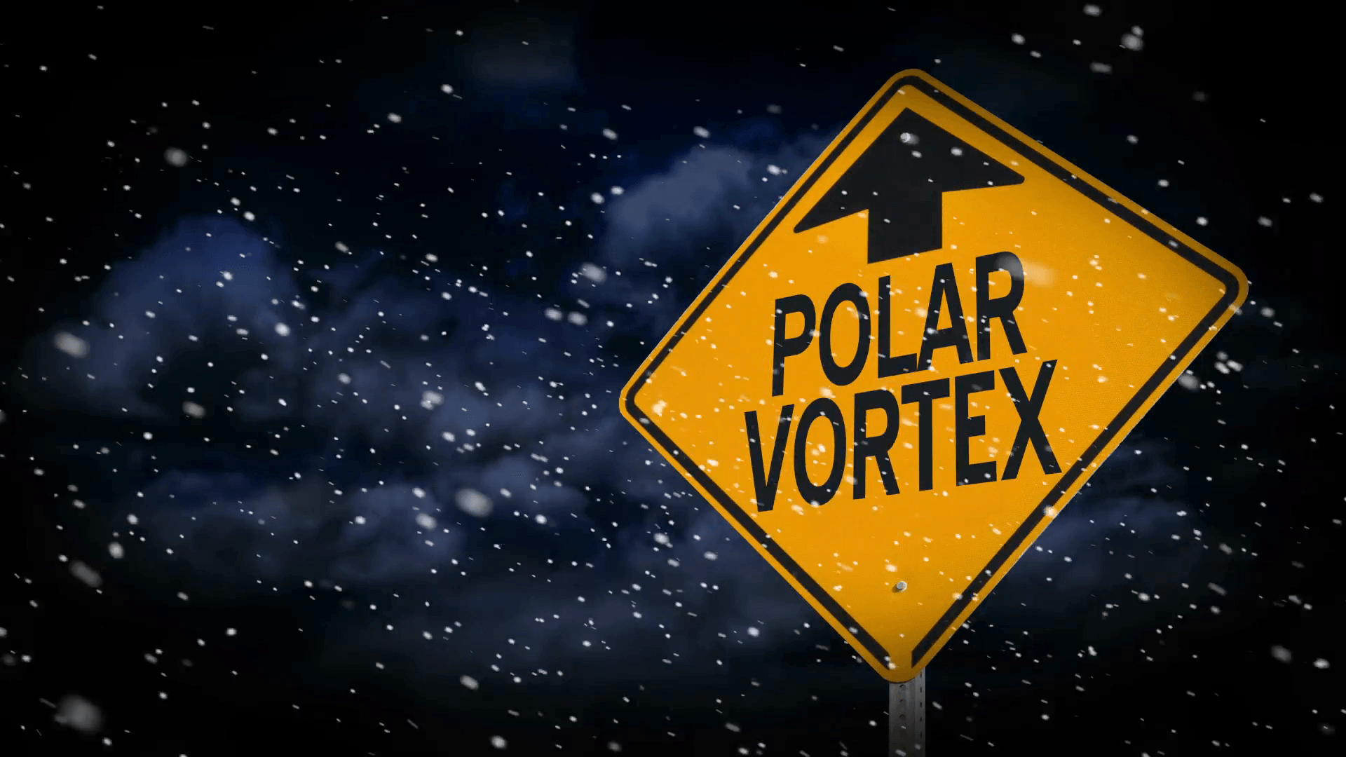 A polar vortex road sign title plate. Motion Background