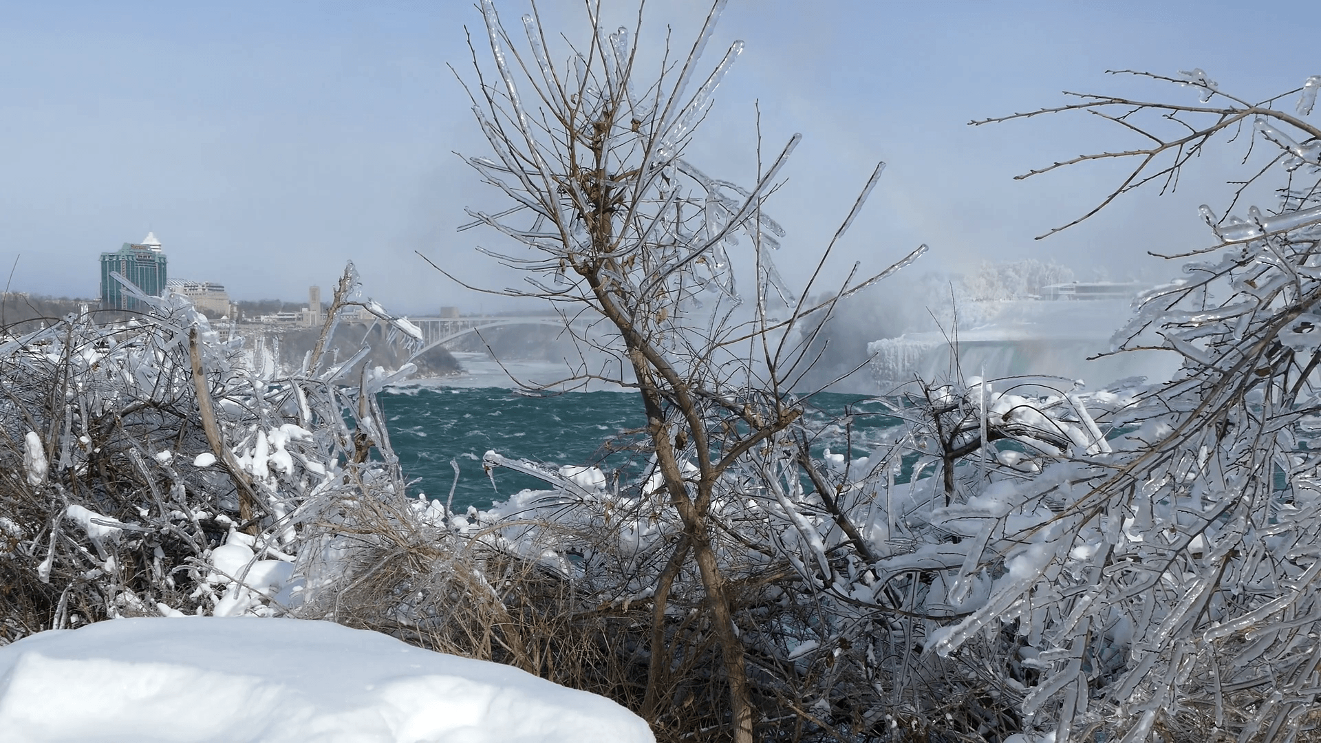 Niagara falls freezes over during polar vortex severe cold winter