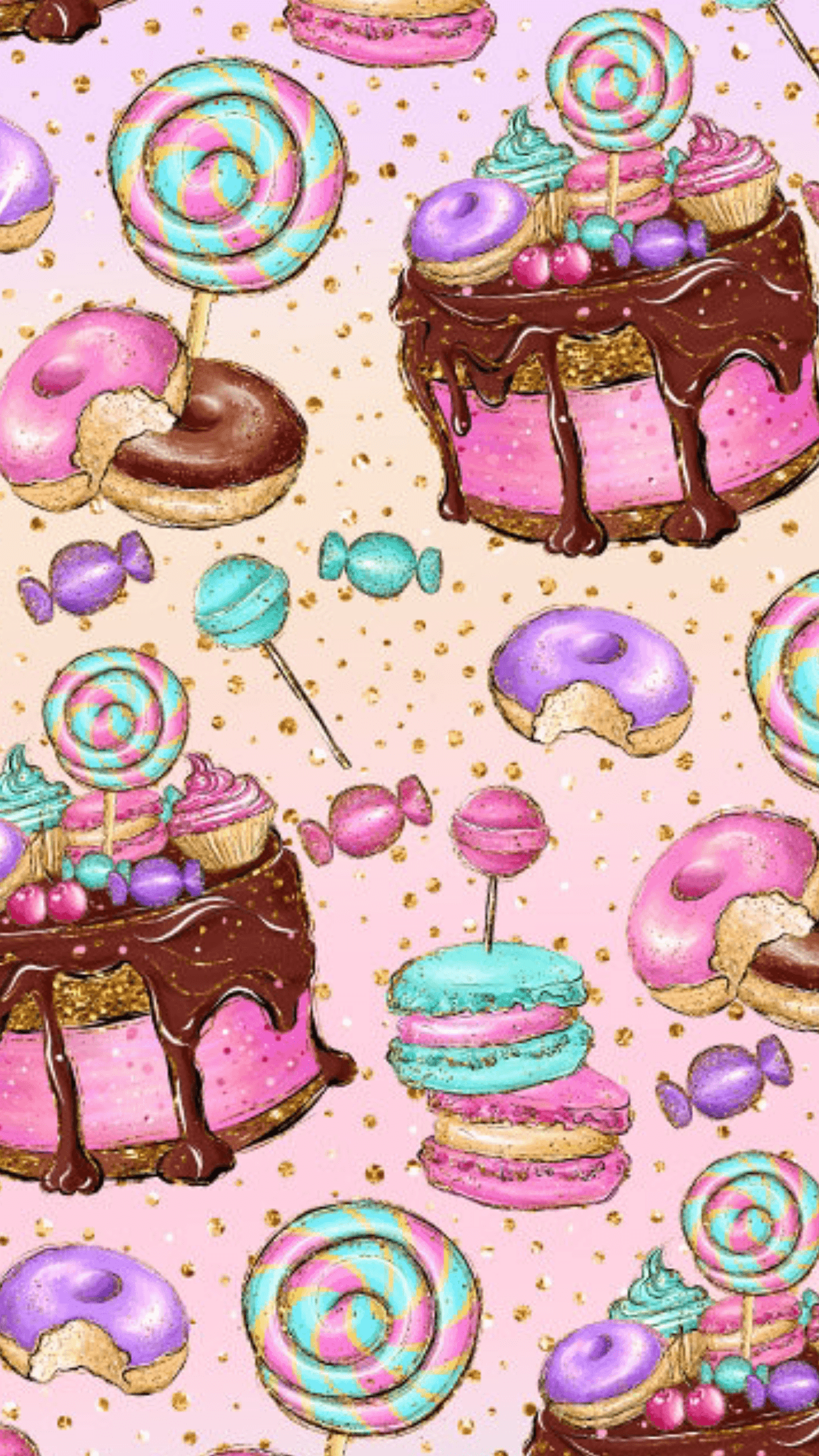 Desserts illustrations. Wallpaper