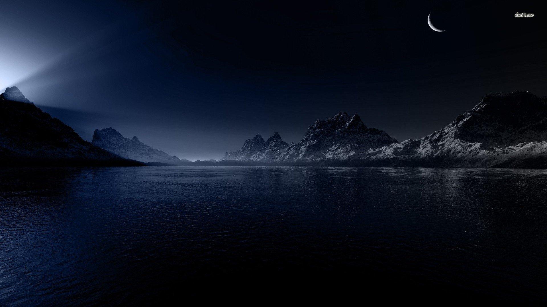 Dark Night Over The Mountain Lake Wallpaper Wallpaper