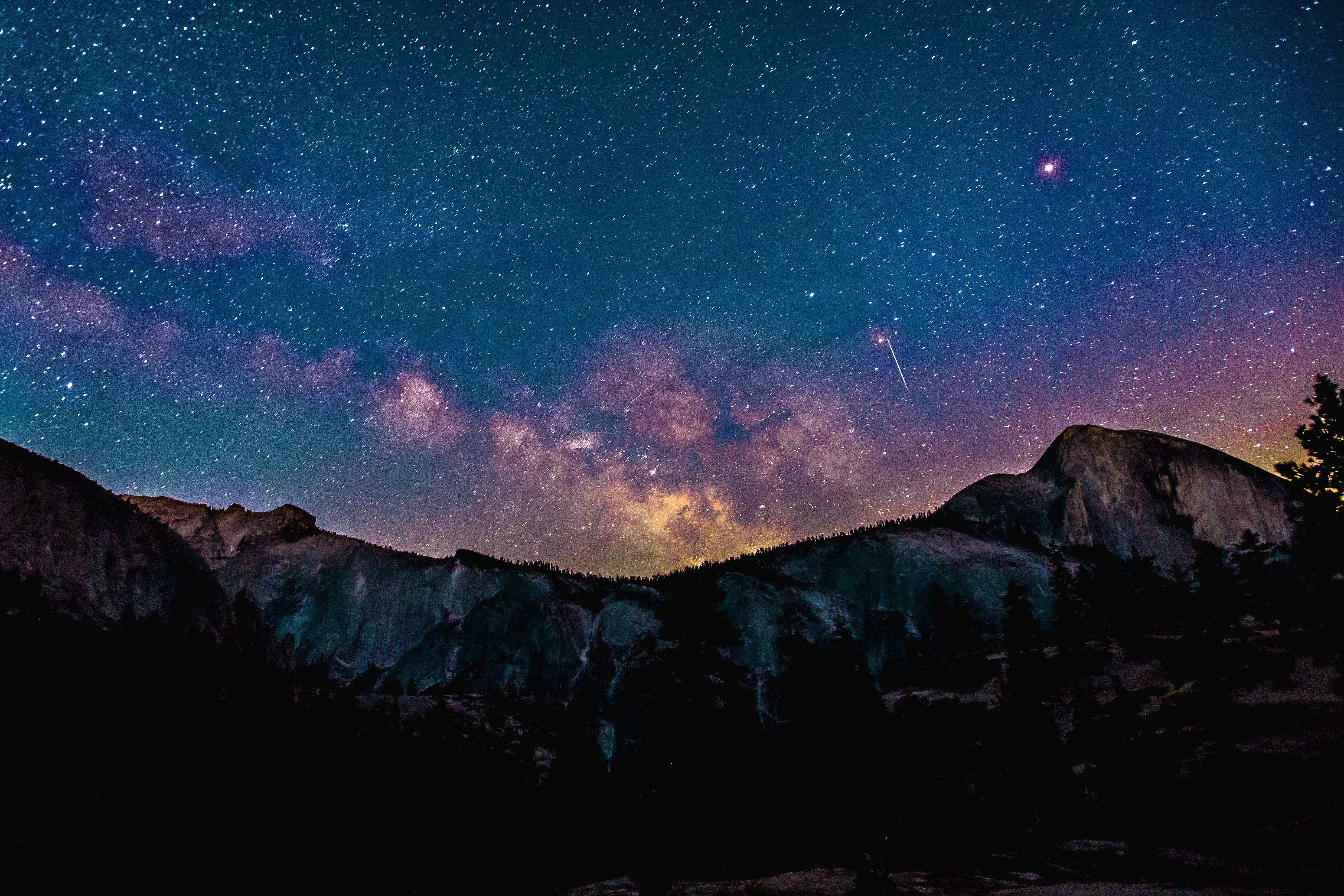 landscape stars mountains wallpaper and background