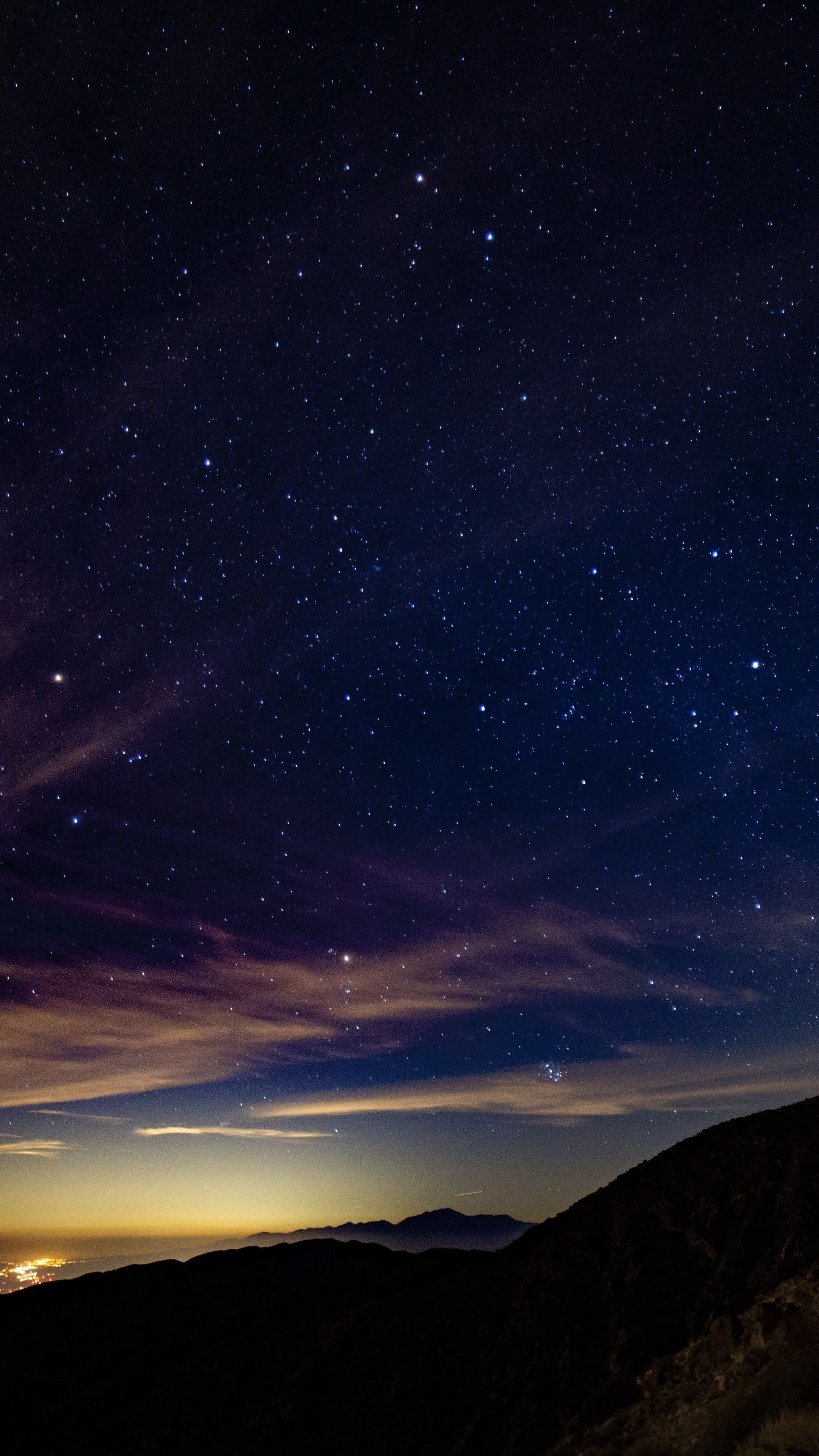 Download wallpaper 2160x3840 starry sky, mountains, stars, night