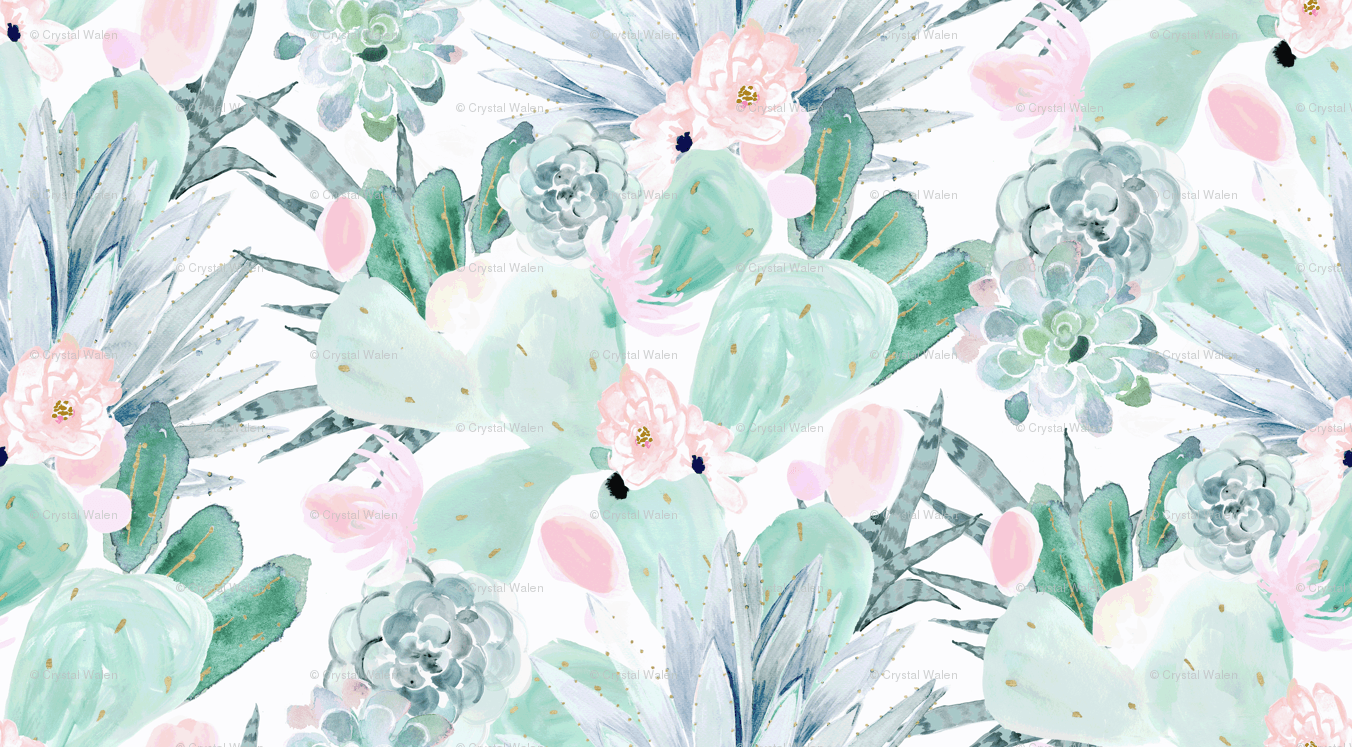 pastel cactus floral wallpaper