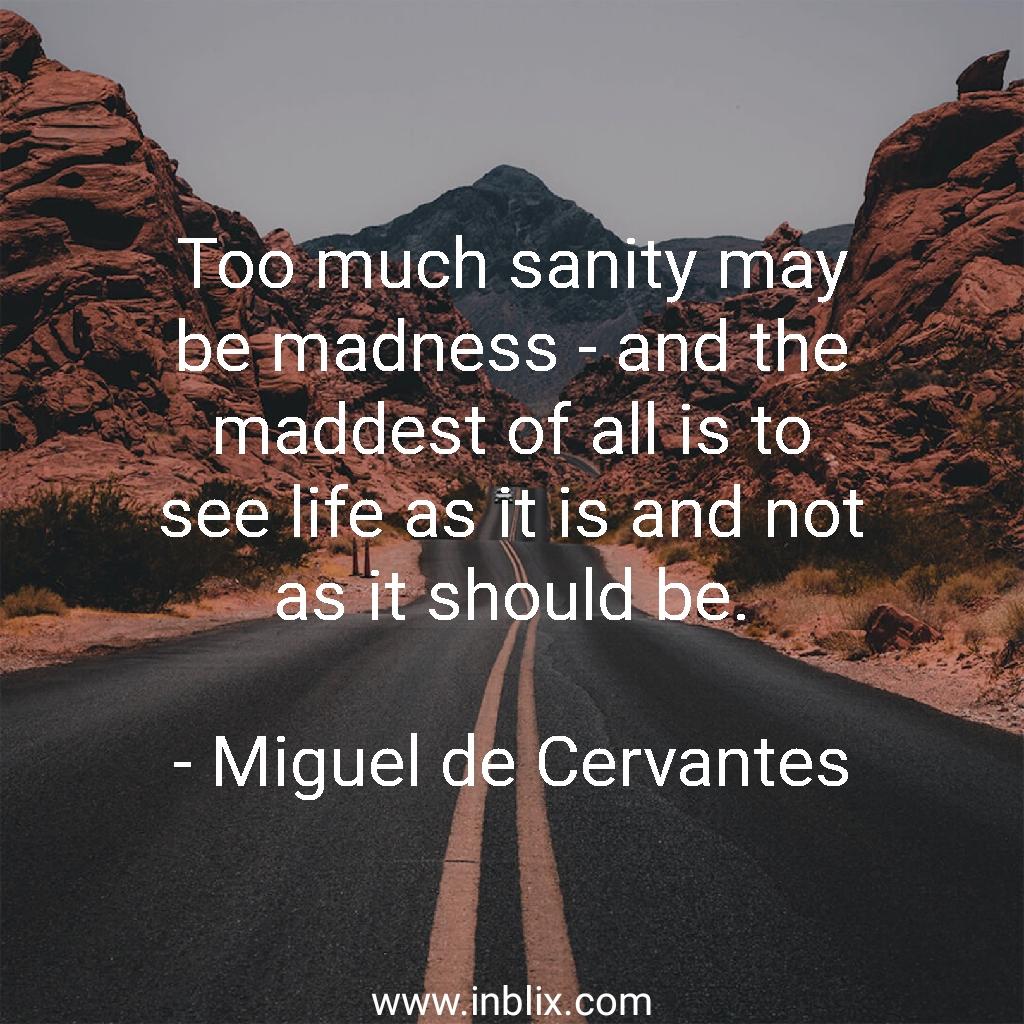 Too much sanity may be madness by Miguel de Cervantes