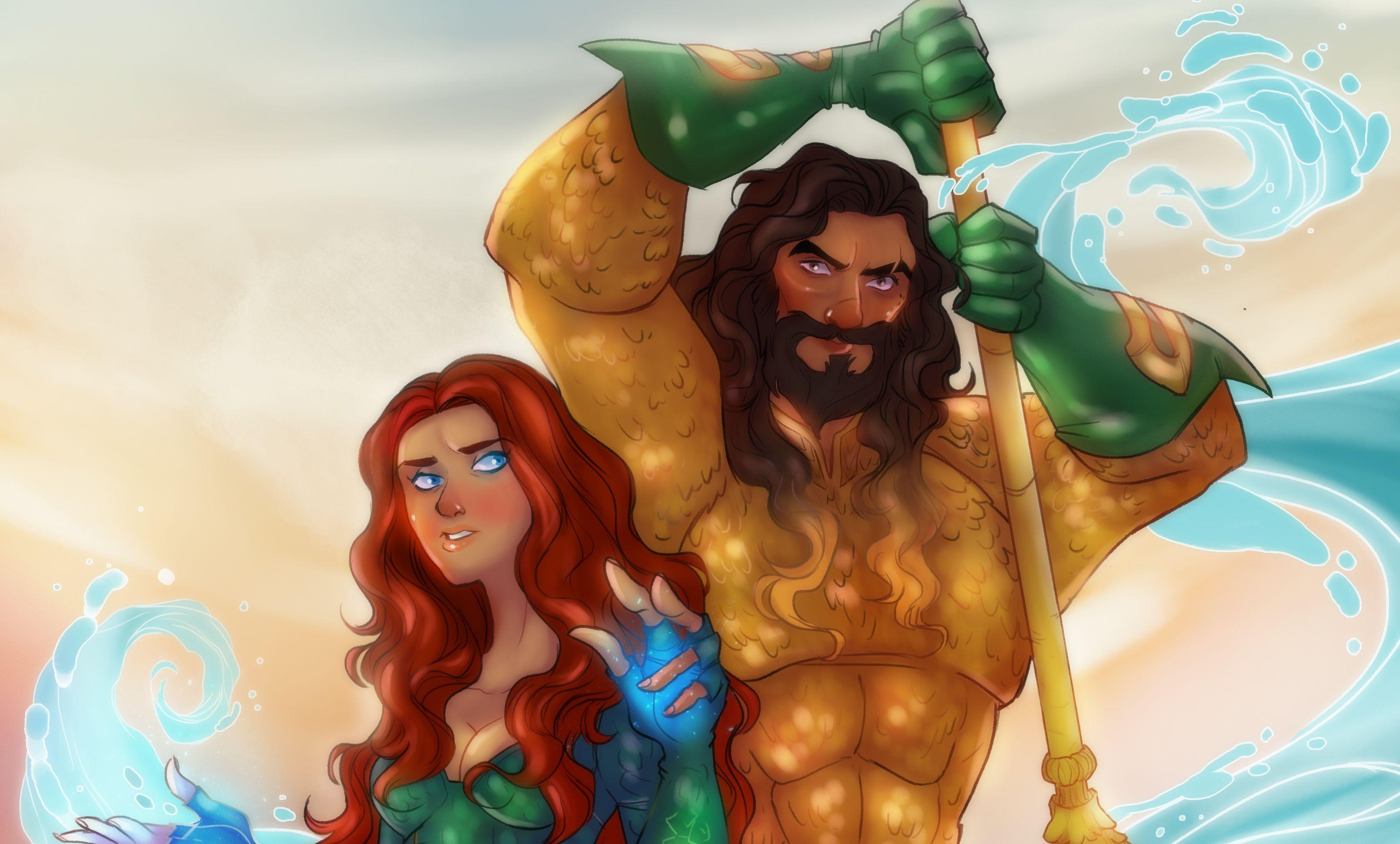 Aquaman And Mera Artwork, HD Superheroes, 4k Wallpaper, Image