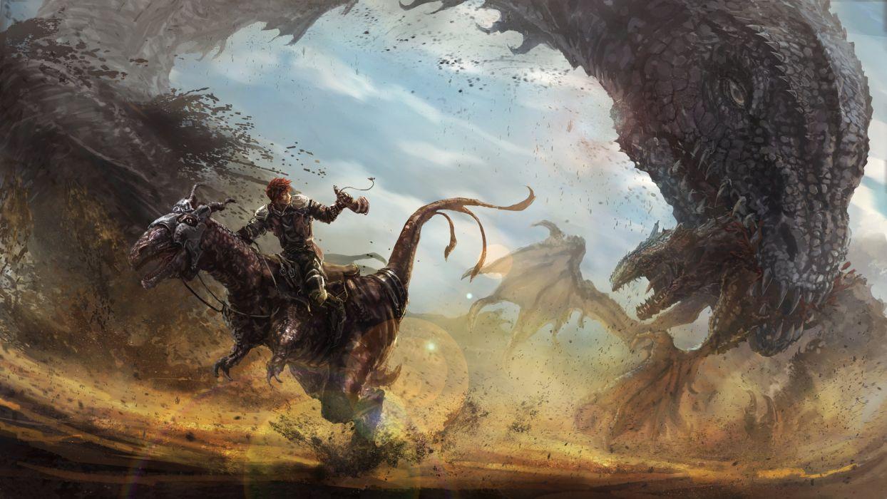 Dragon Warrior Battle Dinosaur Armor Fantasy wallpaperx2868