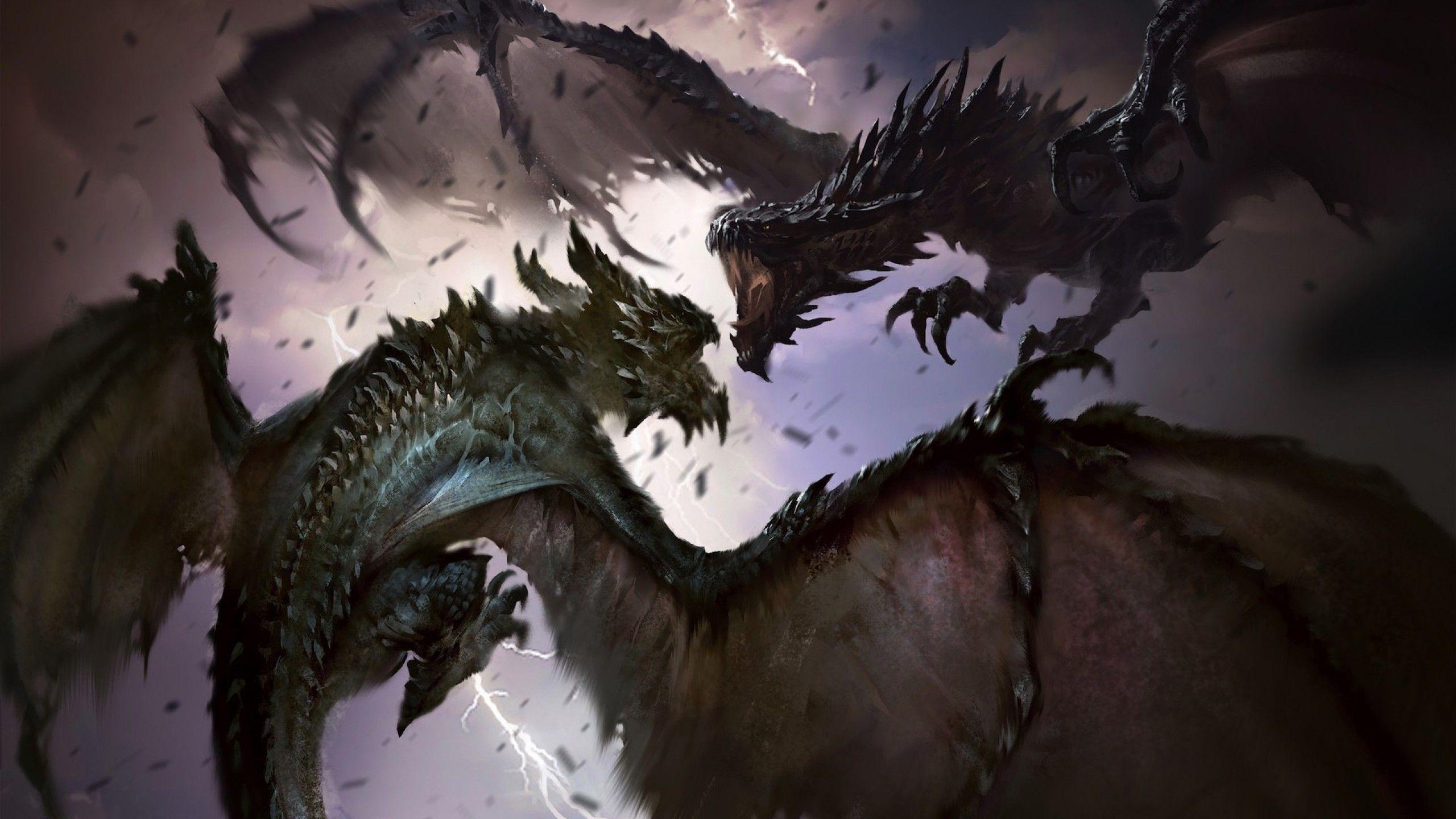 Download 2560x1440 The Elder Scrolls: Legends, Dragons, Sky, Fight