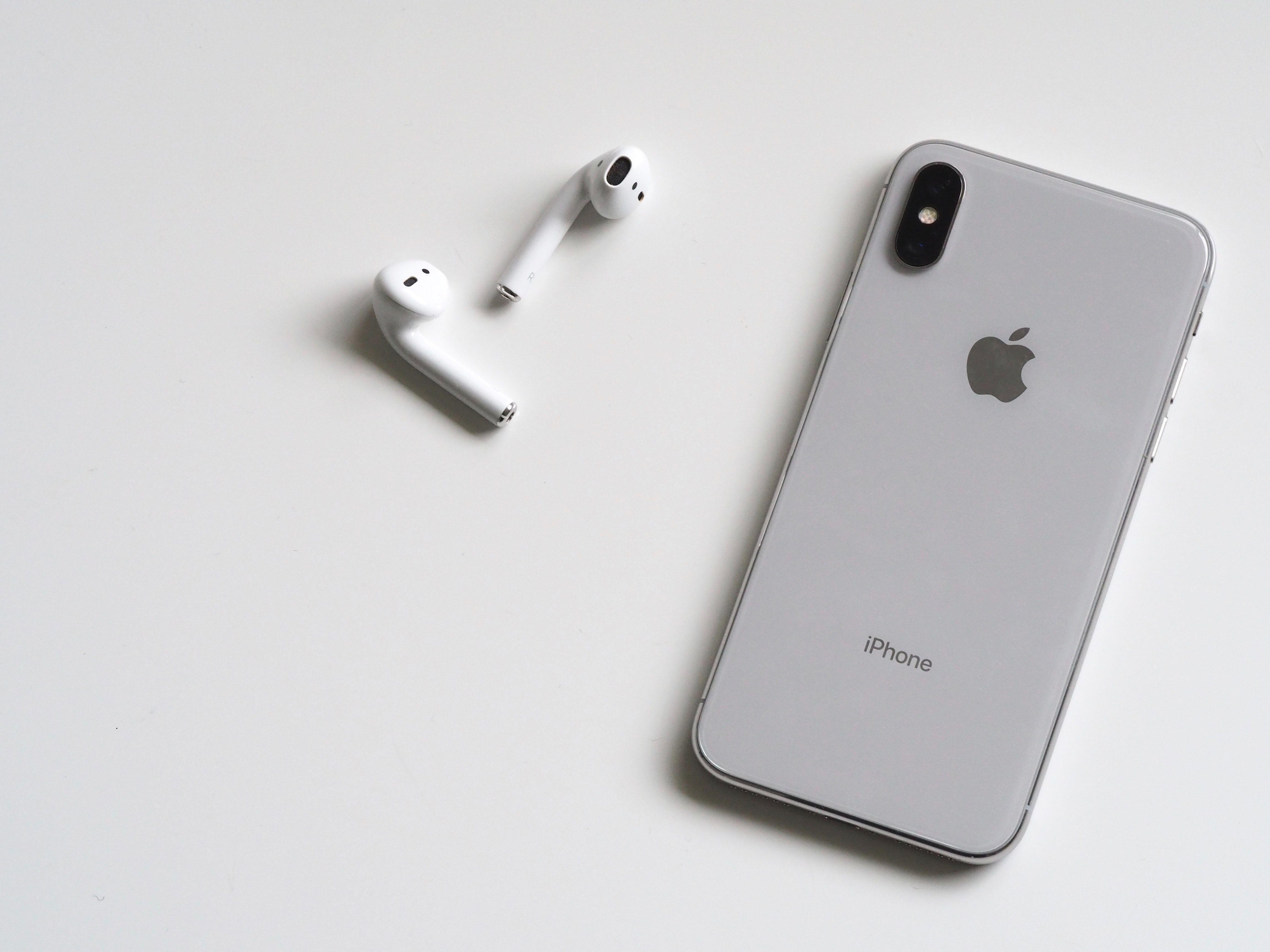 Silver iPhone X With Airpods · Free
