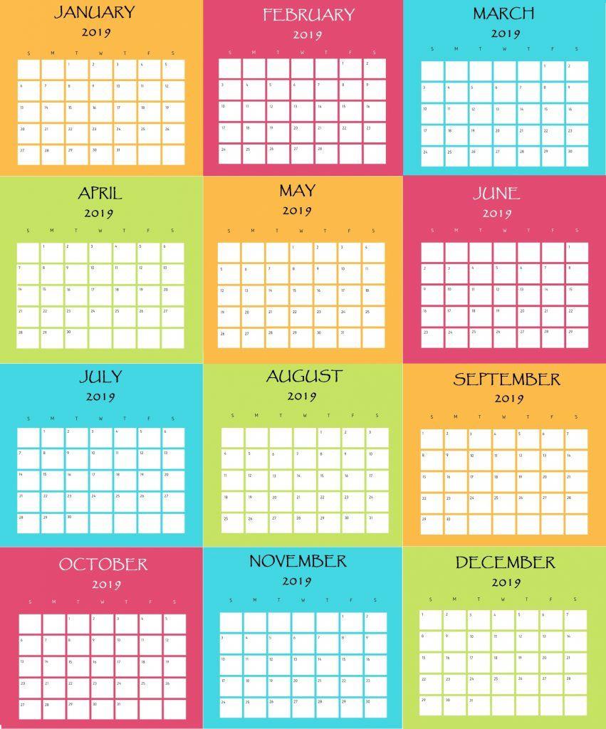 Free 2019 Monthly Calendar HD Wallpaper