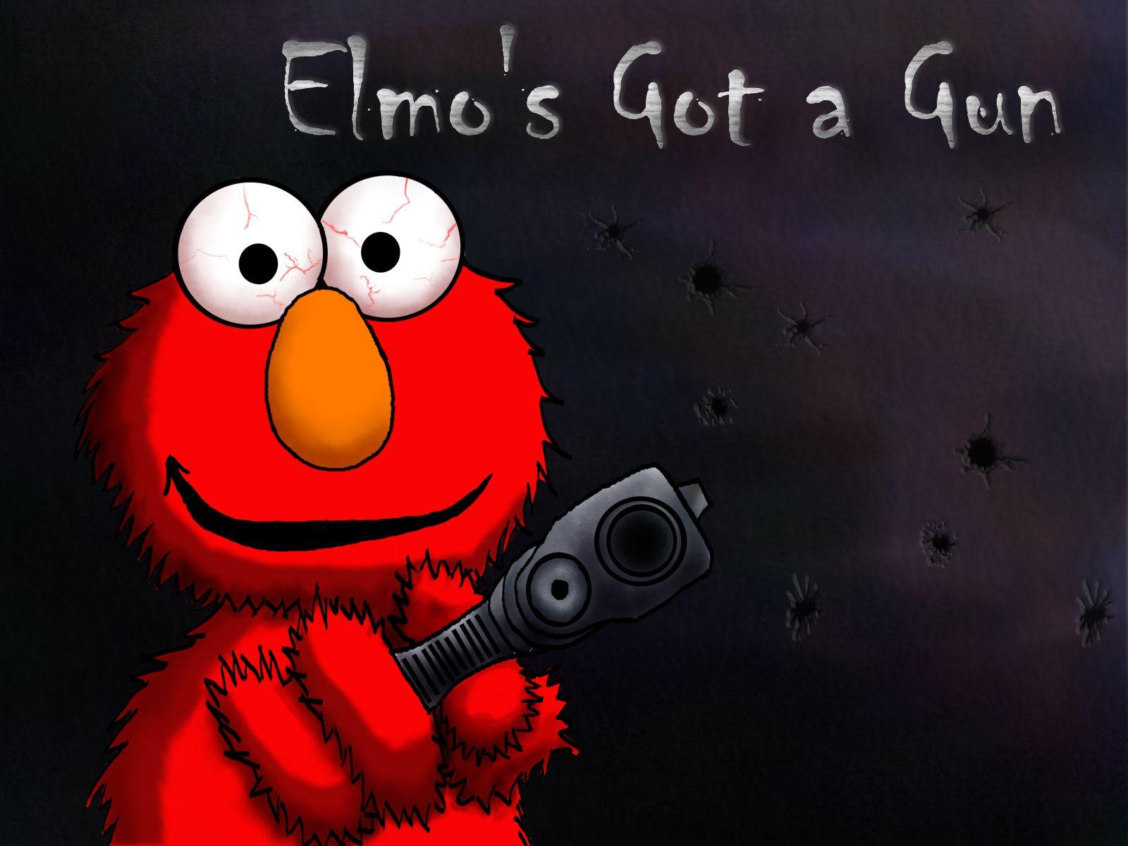 evil elmo with gun