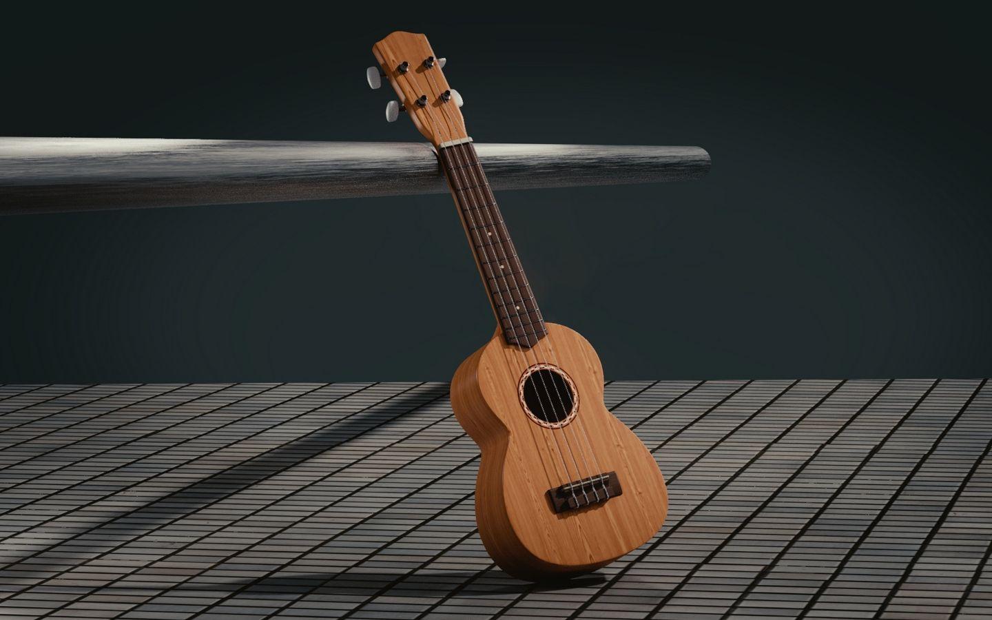 Download wallpaper 1440x900 guitar, 3D, space, musical instrument