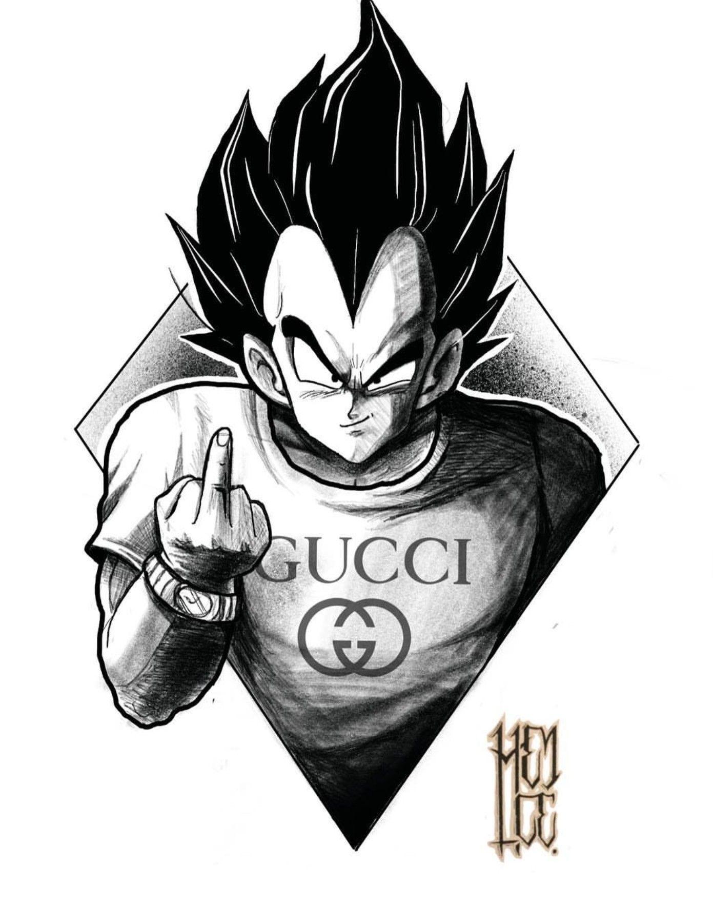 Vegeta, Gucci • Dragon Ball Super. art. Desenhos aleatórios