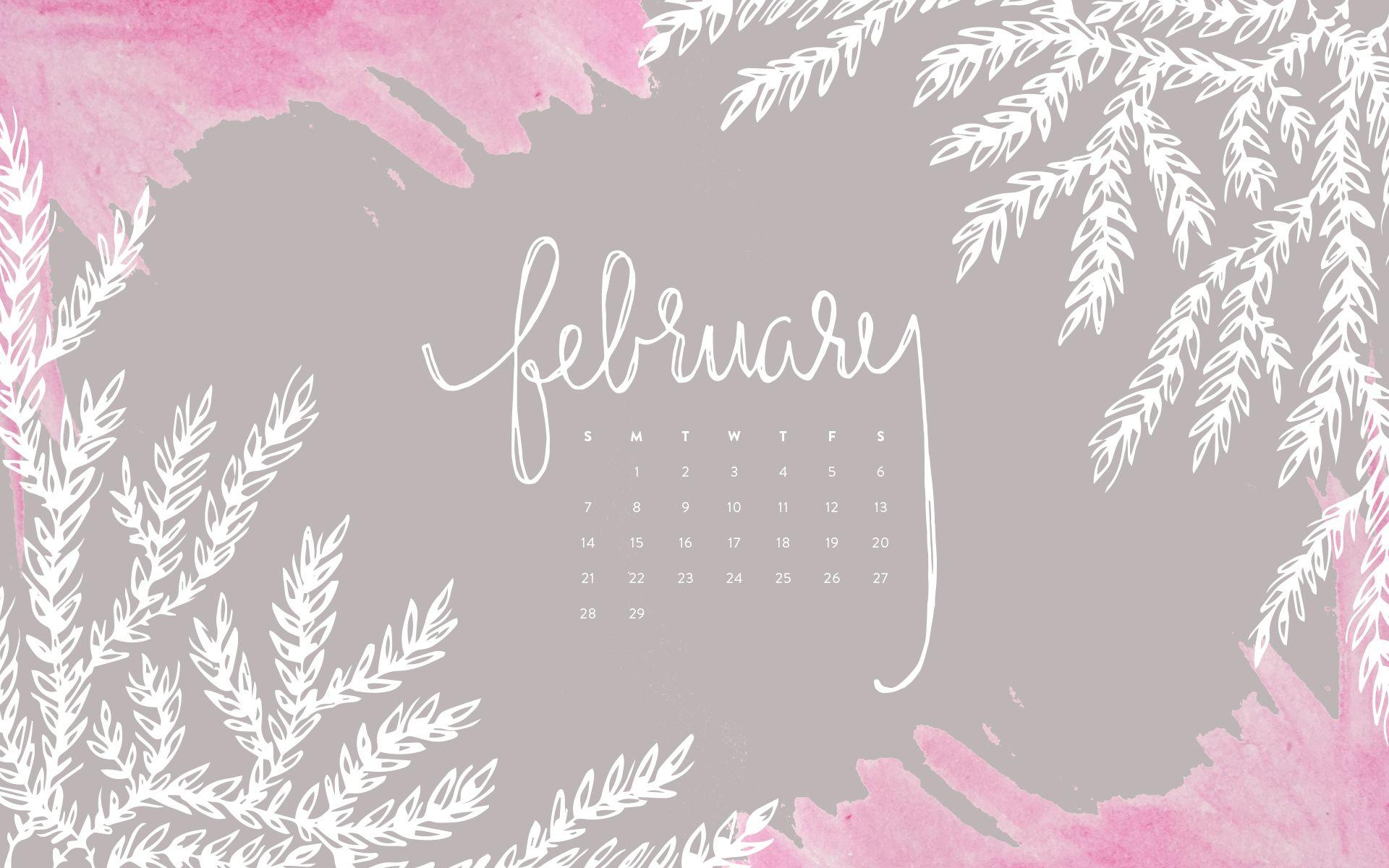 Desktop Wallpaper: February 2016 Calendar