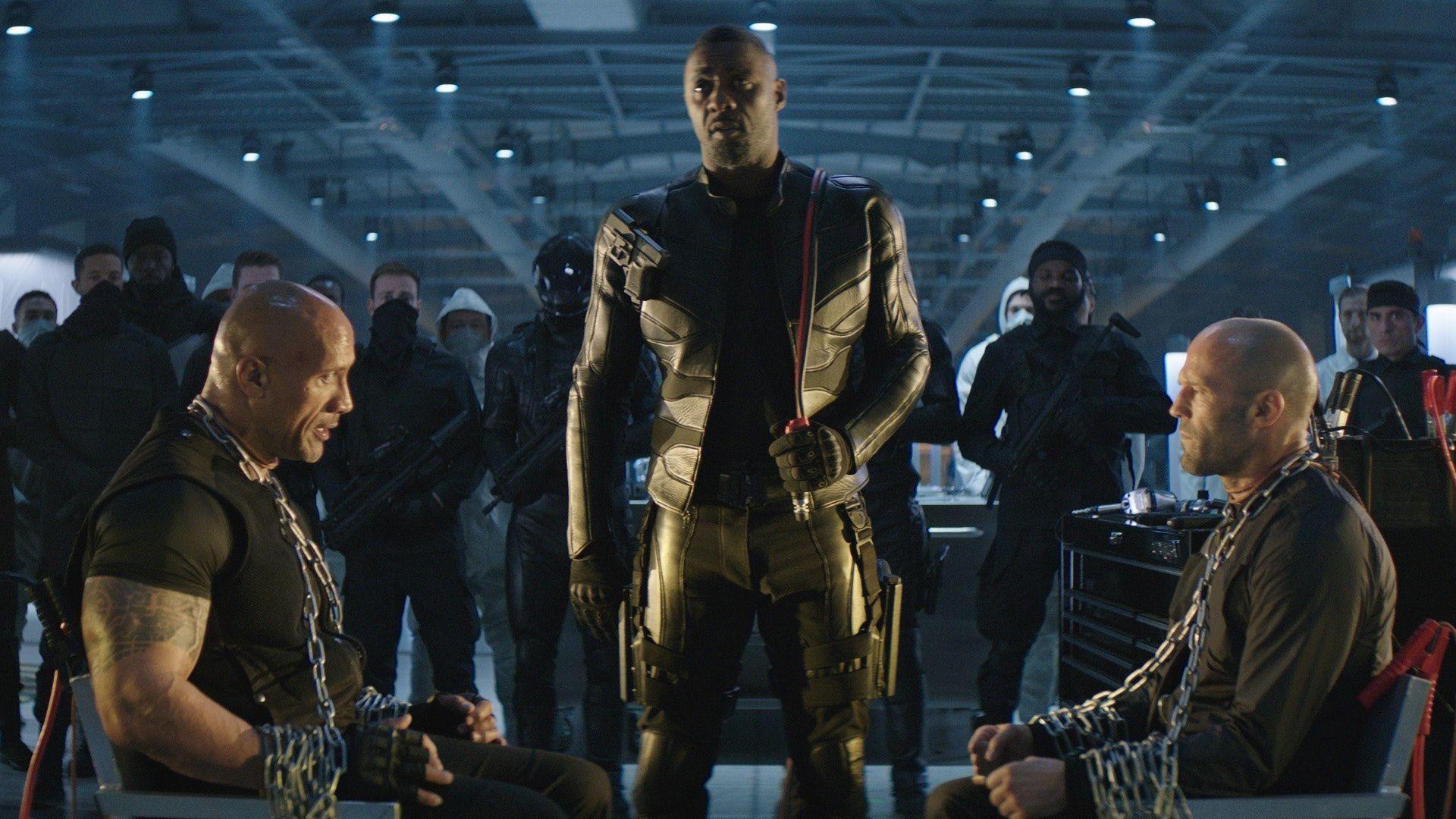 Dwayne Johnson and Jason Statham fight Idris Elba in first Hobbs