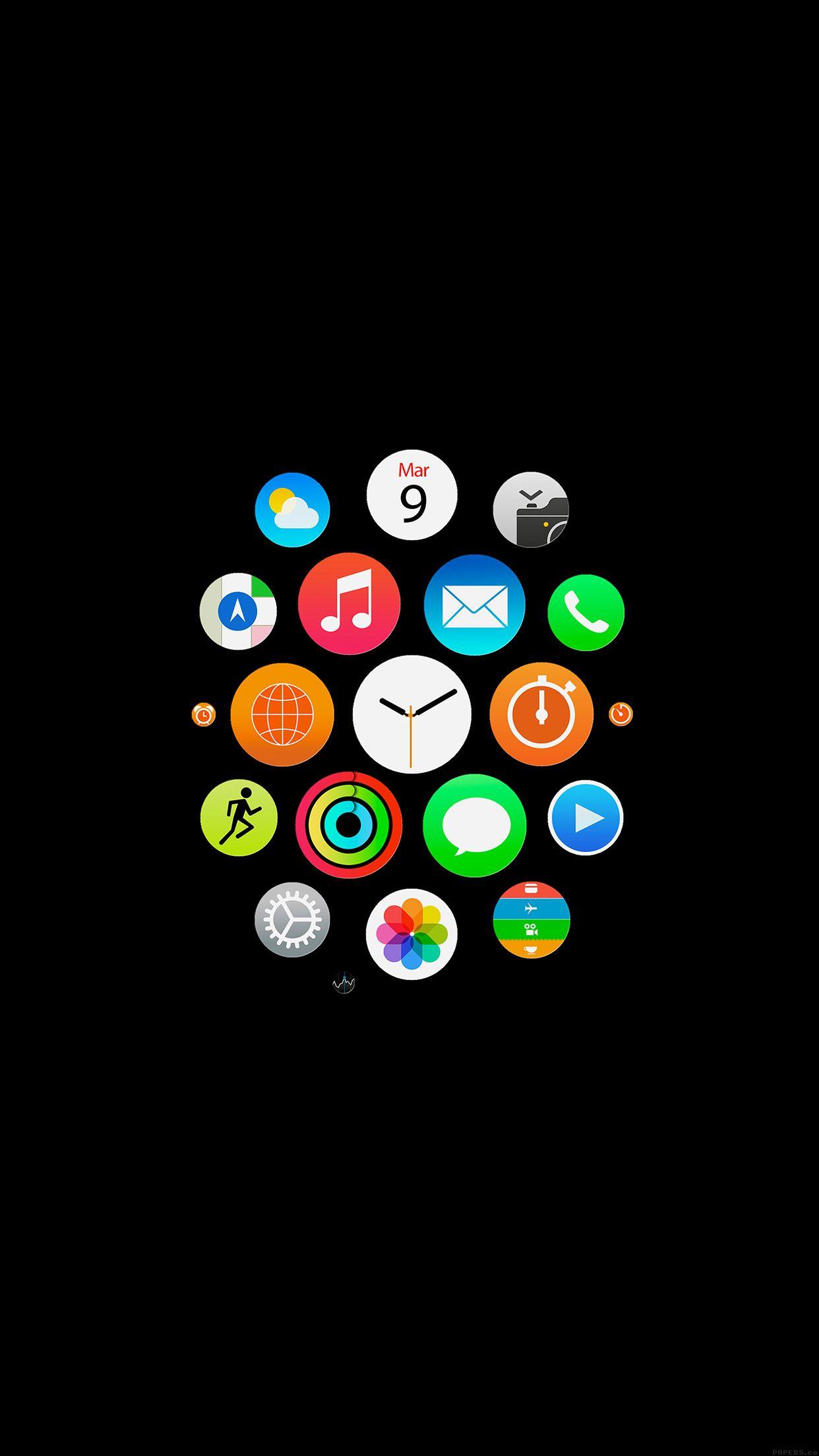 Apple Watch Icons Art Illust Dark 34 Iphone6 Plus Wallpaper