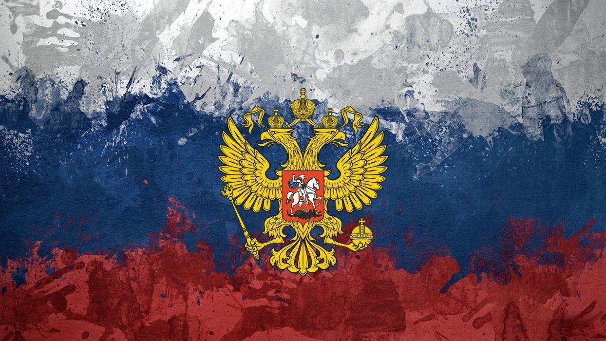 Russia eagles flags emblems Russian Federation Russian flags