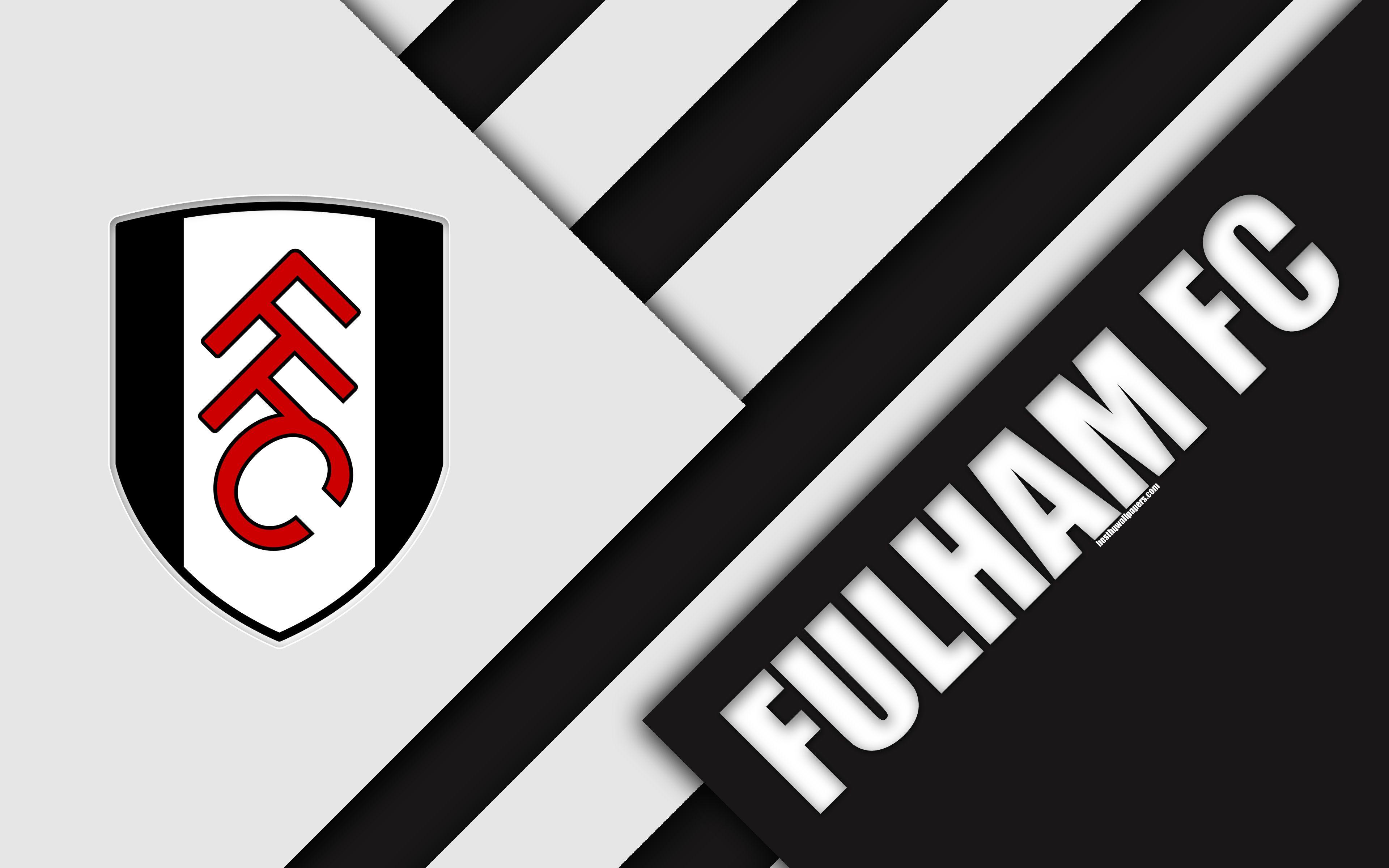 Download wallpaper Fulham FC, London, logo, 4k, white black