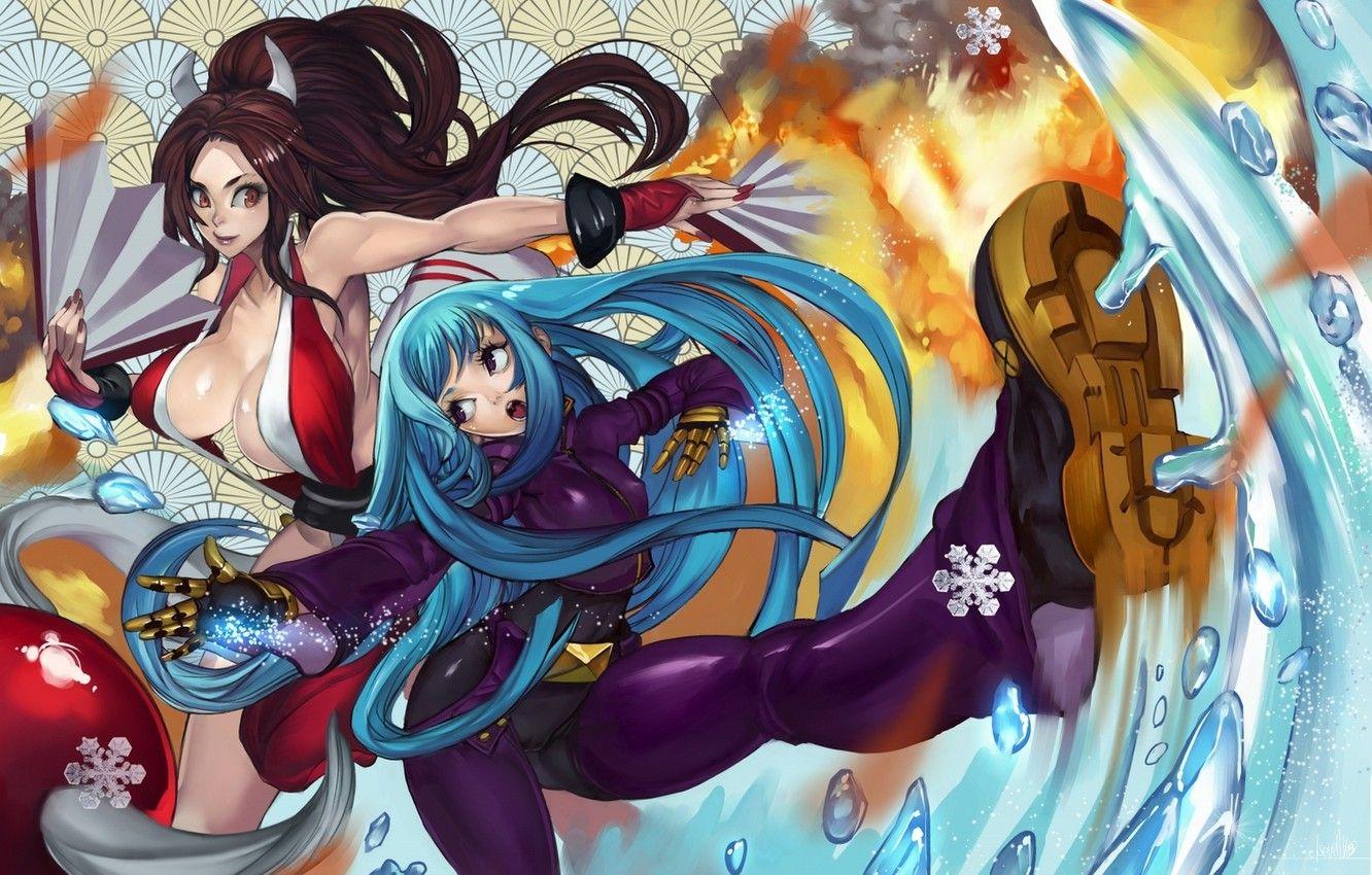 Wallpaper KOF, fighting, Mai Shiranui, Kula Diamond, ps2, The King