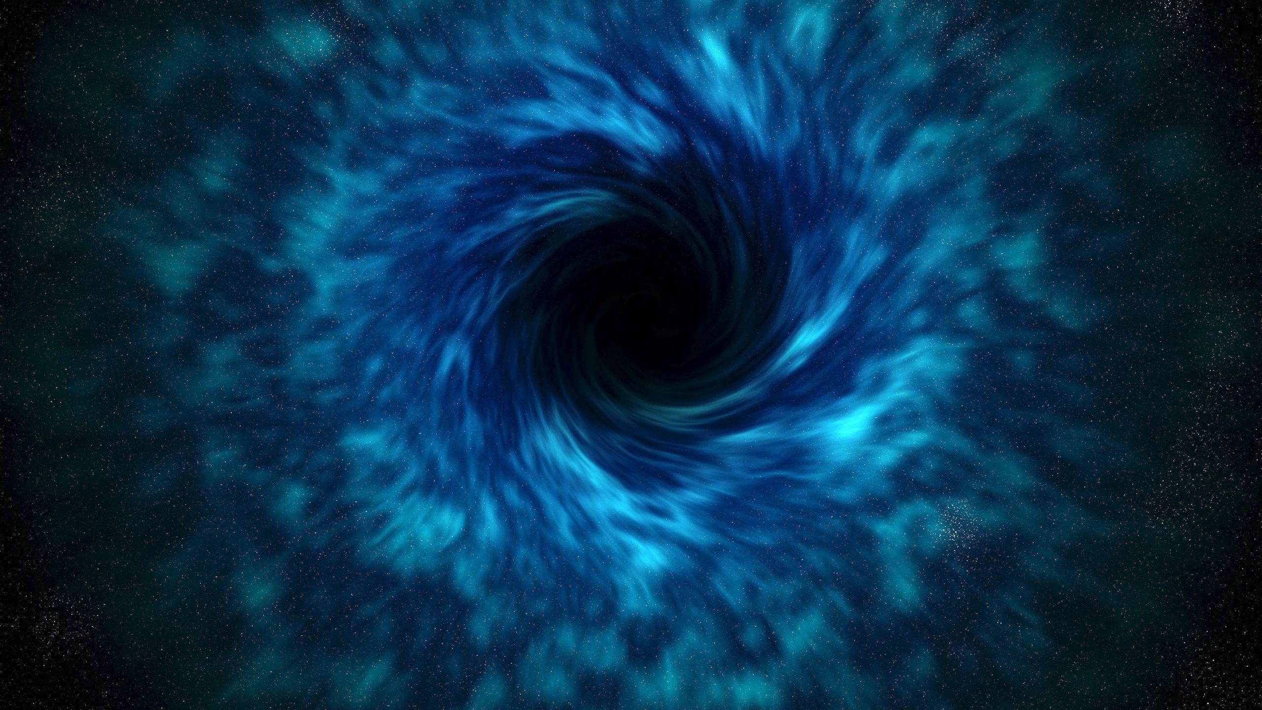 Download wallpaper 2560x1440 black hole, time, space, stars