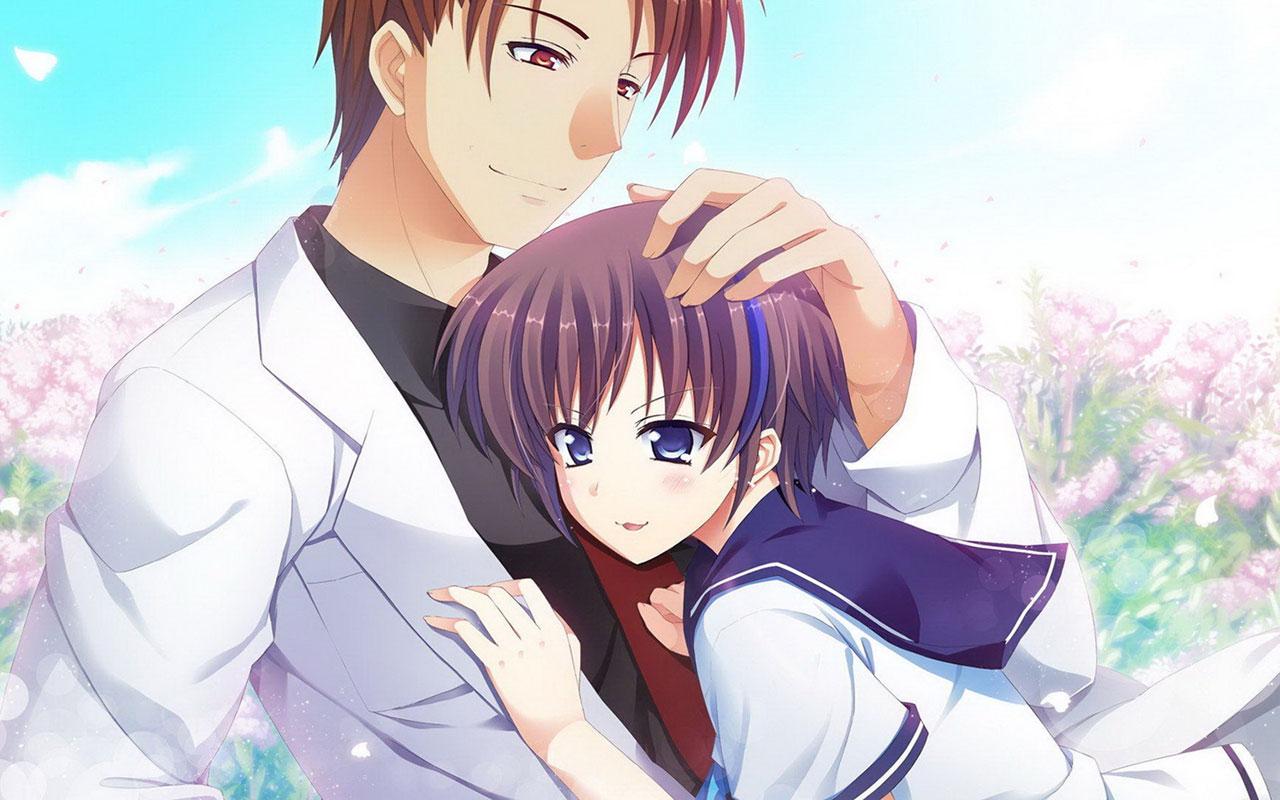 Romantic cute anime couples image. animated couple pics