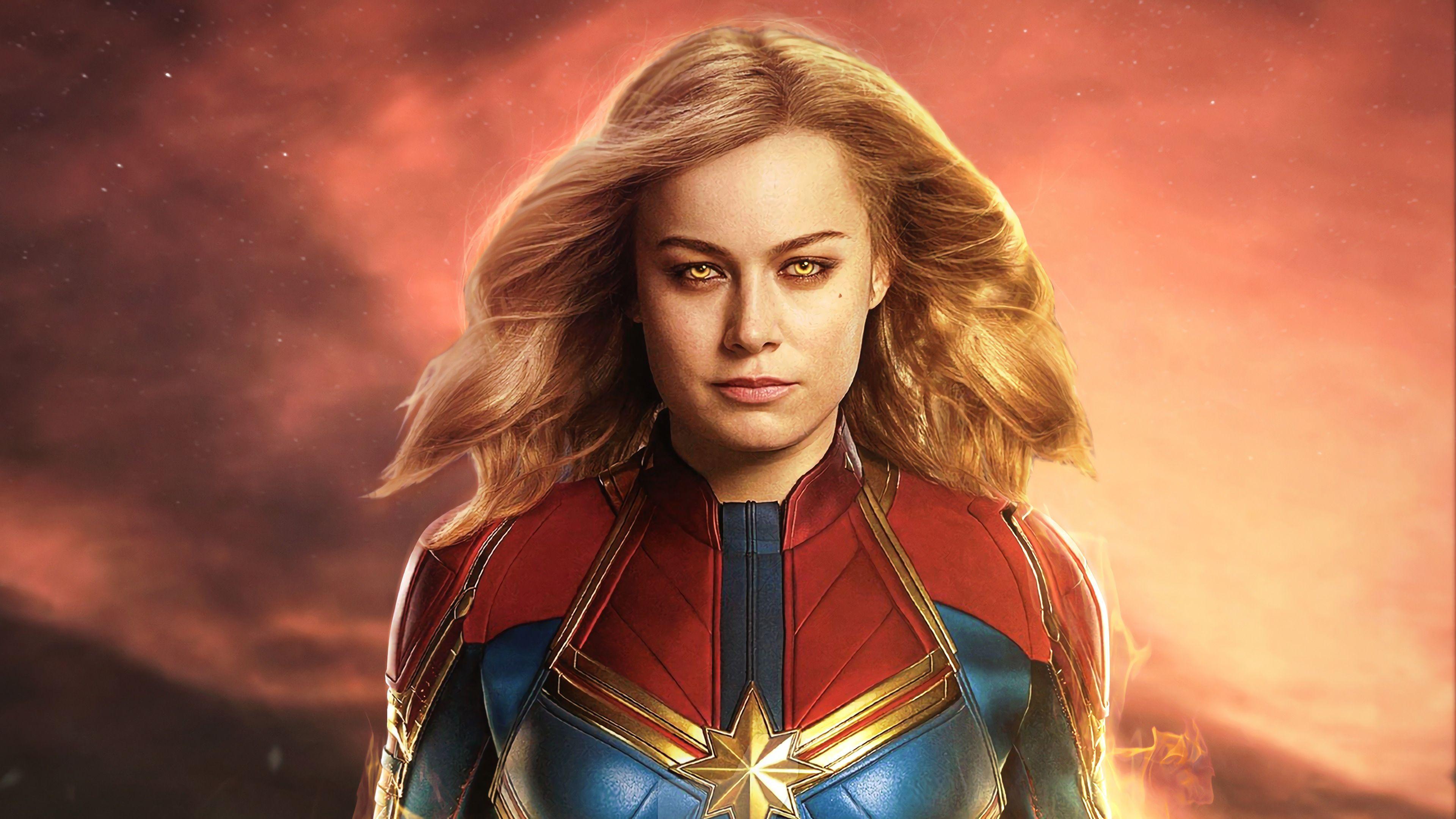 Captain Marvel Movie 2019 Brie Larson as Carol Danvers 4K Wallpaper