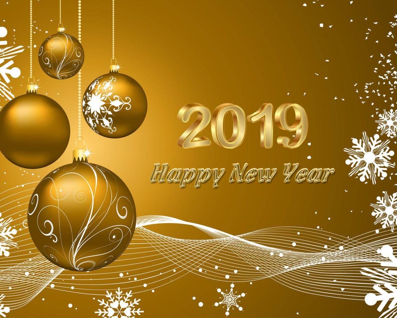 Happy New 2019 Year Wishes Gold Greeting Card Quotes 4K UltraHD