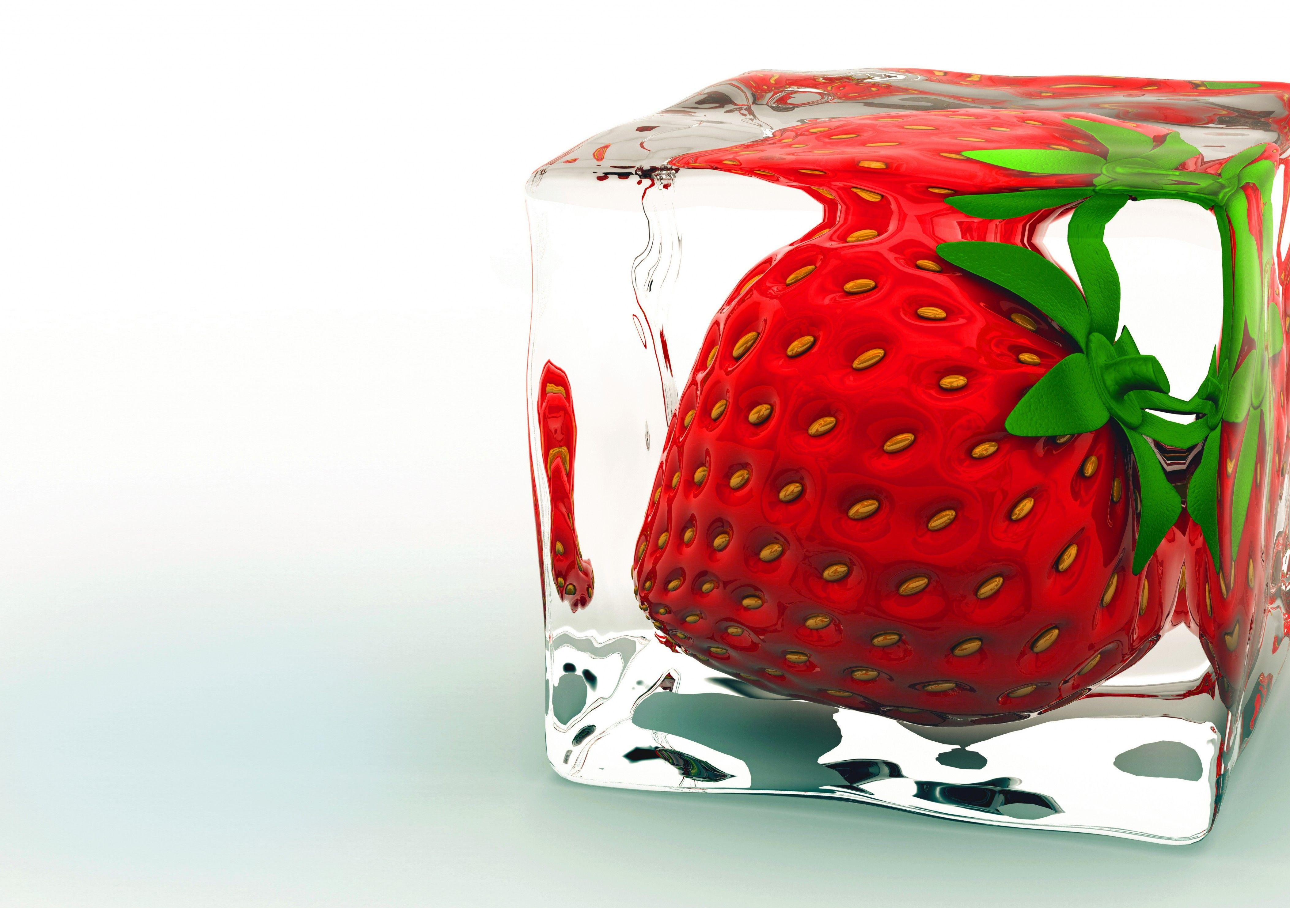 Download 4210x2964 Strawberry, Ice Cube, Fruit Wallpaper