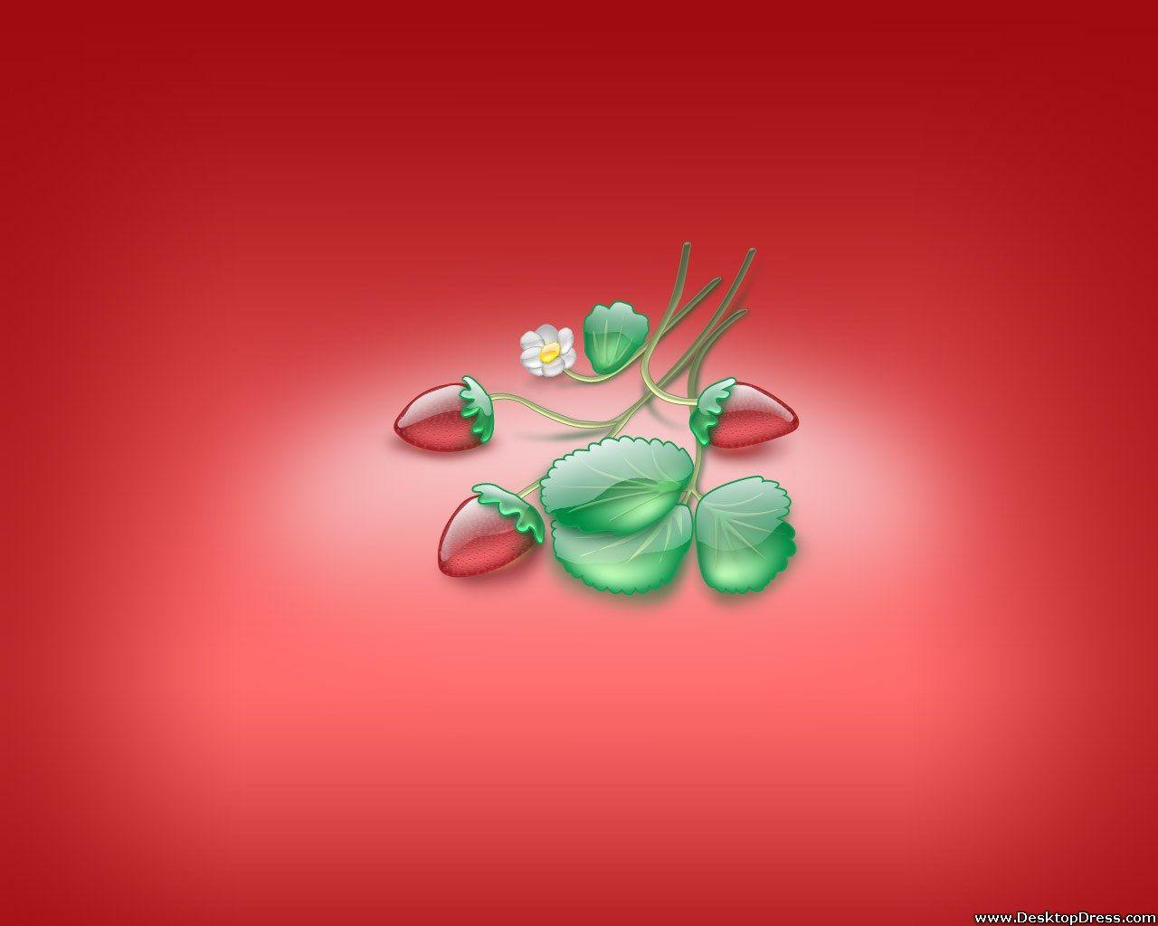 Desktop Wallpaper 3D Background Strawberry in Red Background