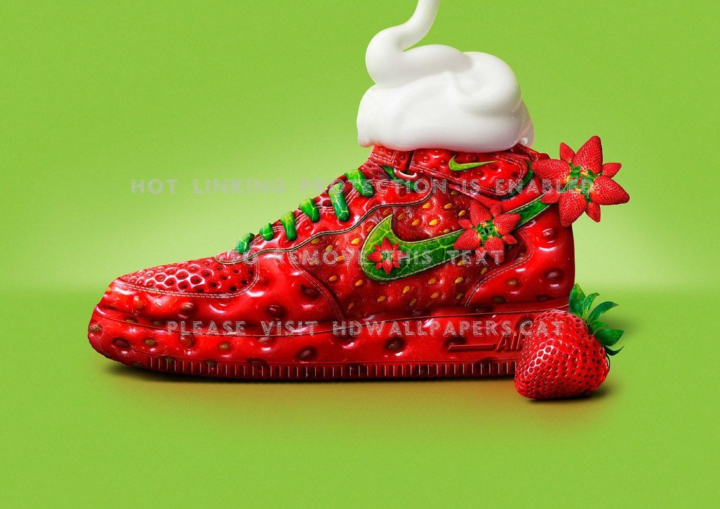 strawberry shoe fruit red abstract 3D and