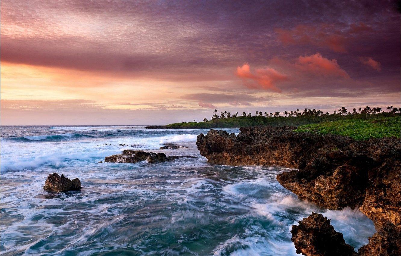 Wallpaper the sky, clouds, the ocean, coast, Cook Islands, Avarua
