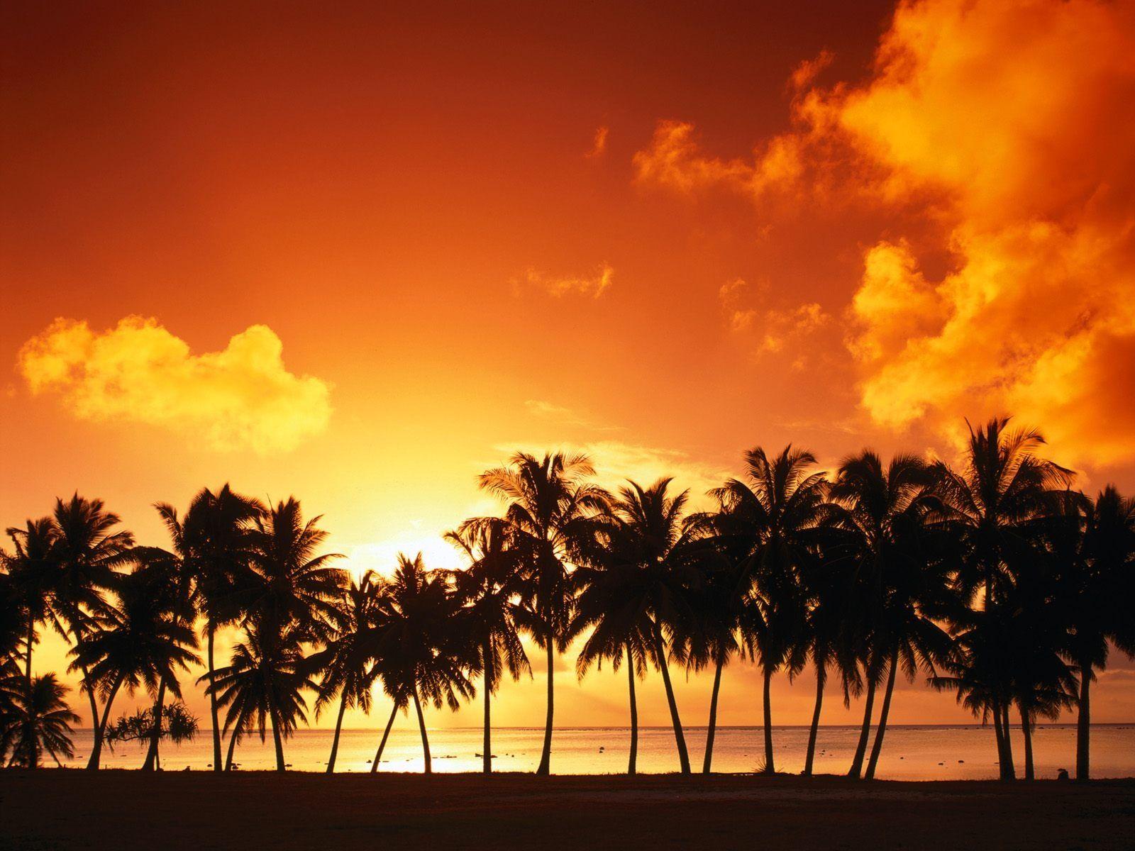 Aitutaki Island at Sunset, Cook Islands Wallpaper in jpg format