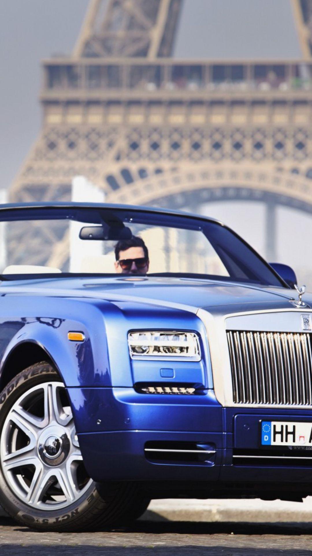 HD Background Rolls Royce Phantom Convertible Dark Blue Front Side