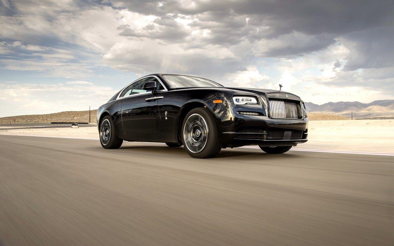 Download 1280x800 Rolls Royce Wraith, Black, Road, Side View, Clouds