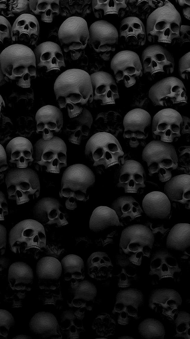 Skulls bones black monochromatic grays phone wallpaper background