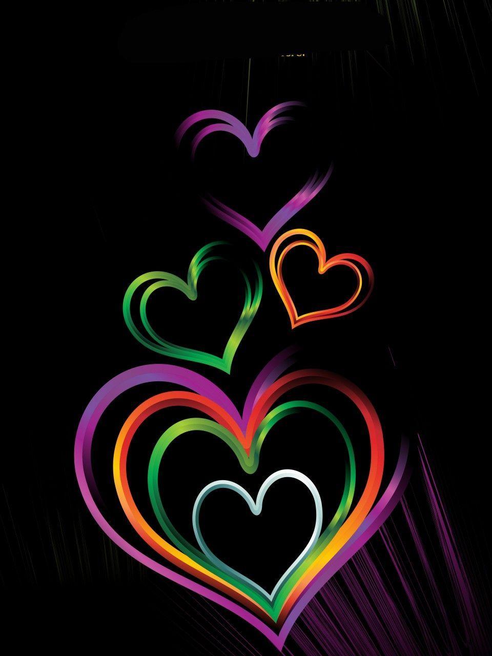 Colorful Heart Background. Colorful Heart on Black Background B