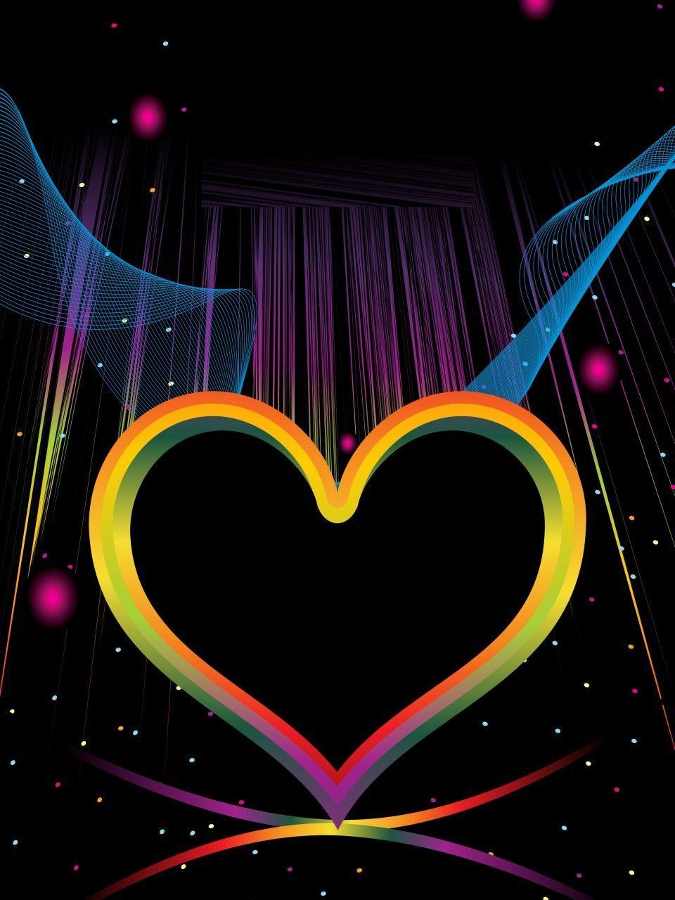Colorful Heart Background. Colorful Heart on Black Background M