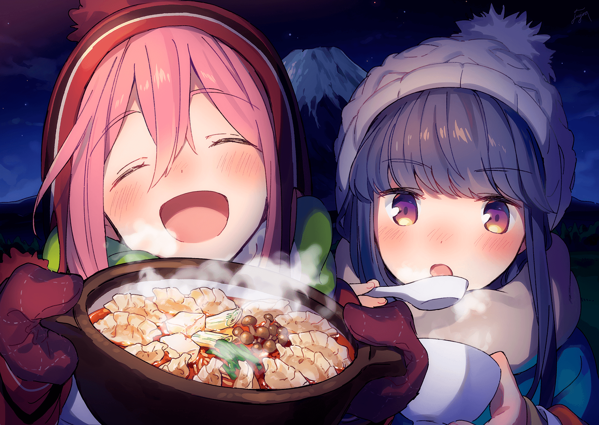 Laid Back Camp Udon Feast HD Wallpaper. Background Image