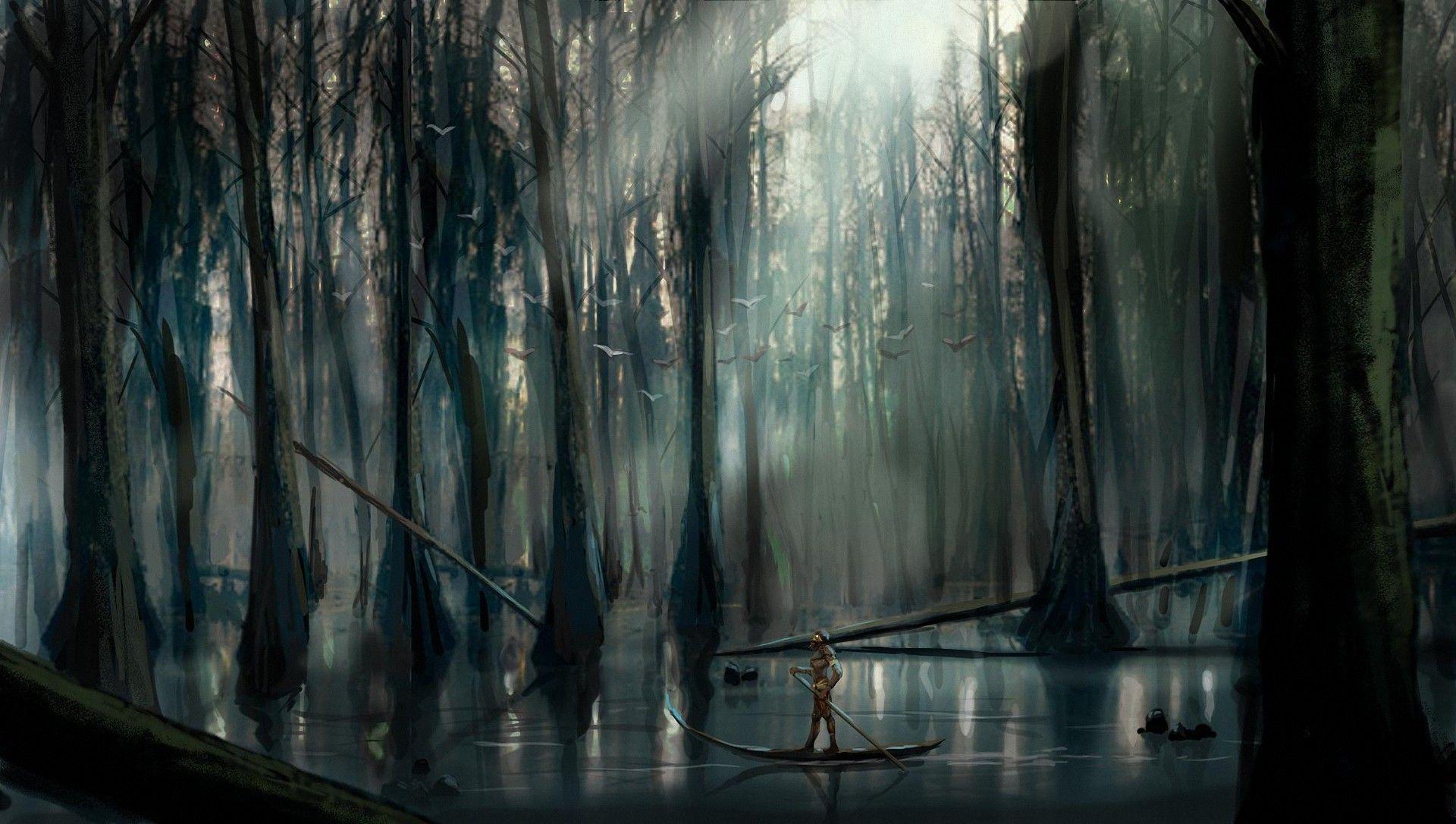A boat trip in the dead forest wallpaper and image