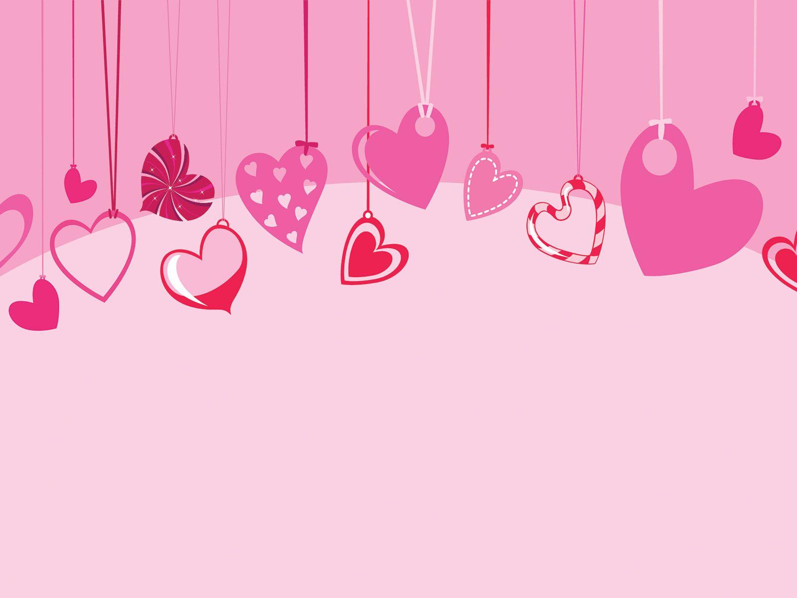 Cute Hearts are Hanging Powerpoint PPT