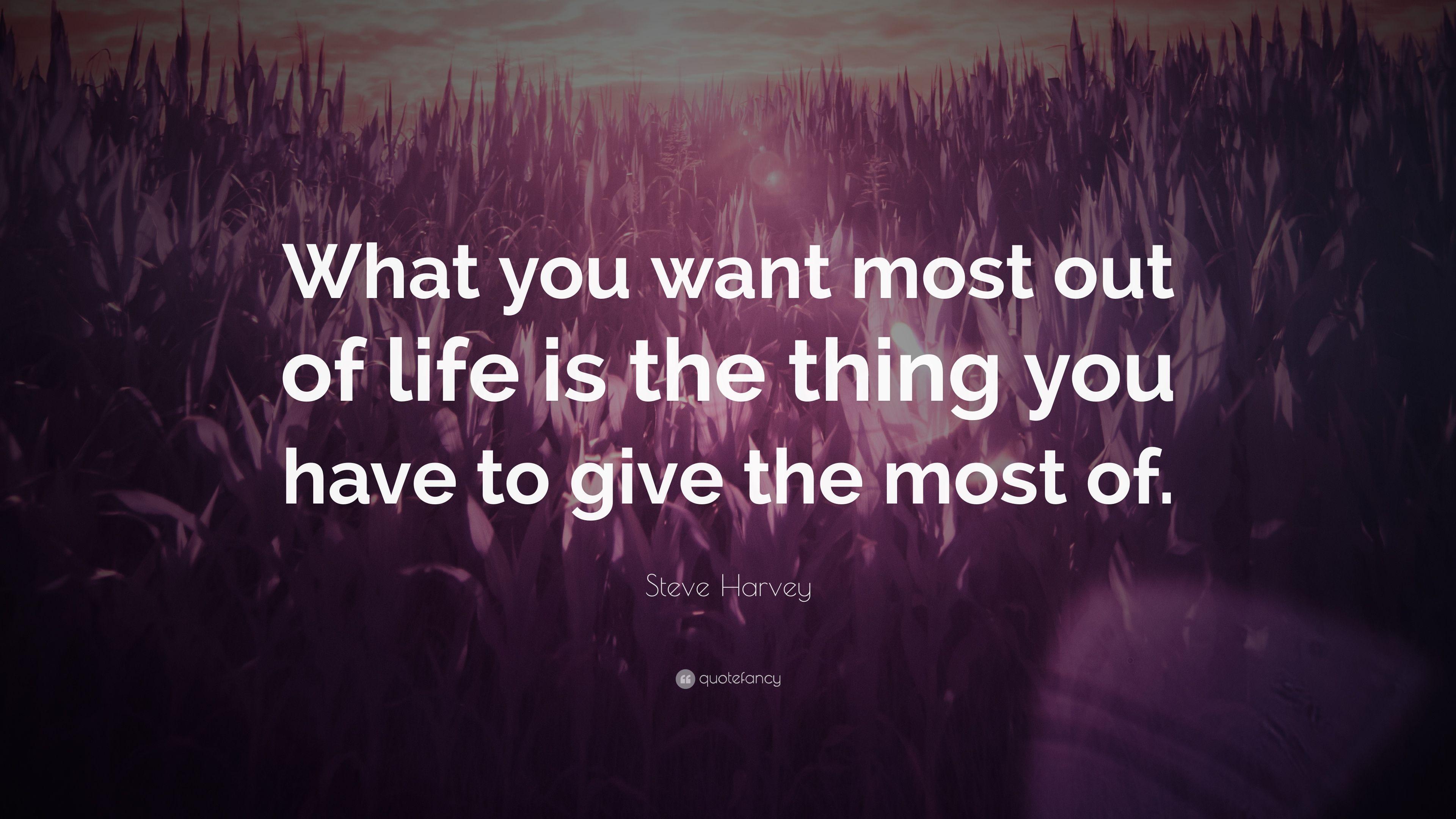 Steve Harvey Quote: “What you want most out of life is the thing you