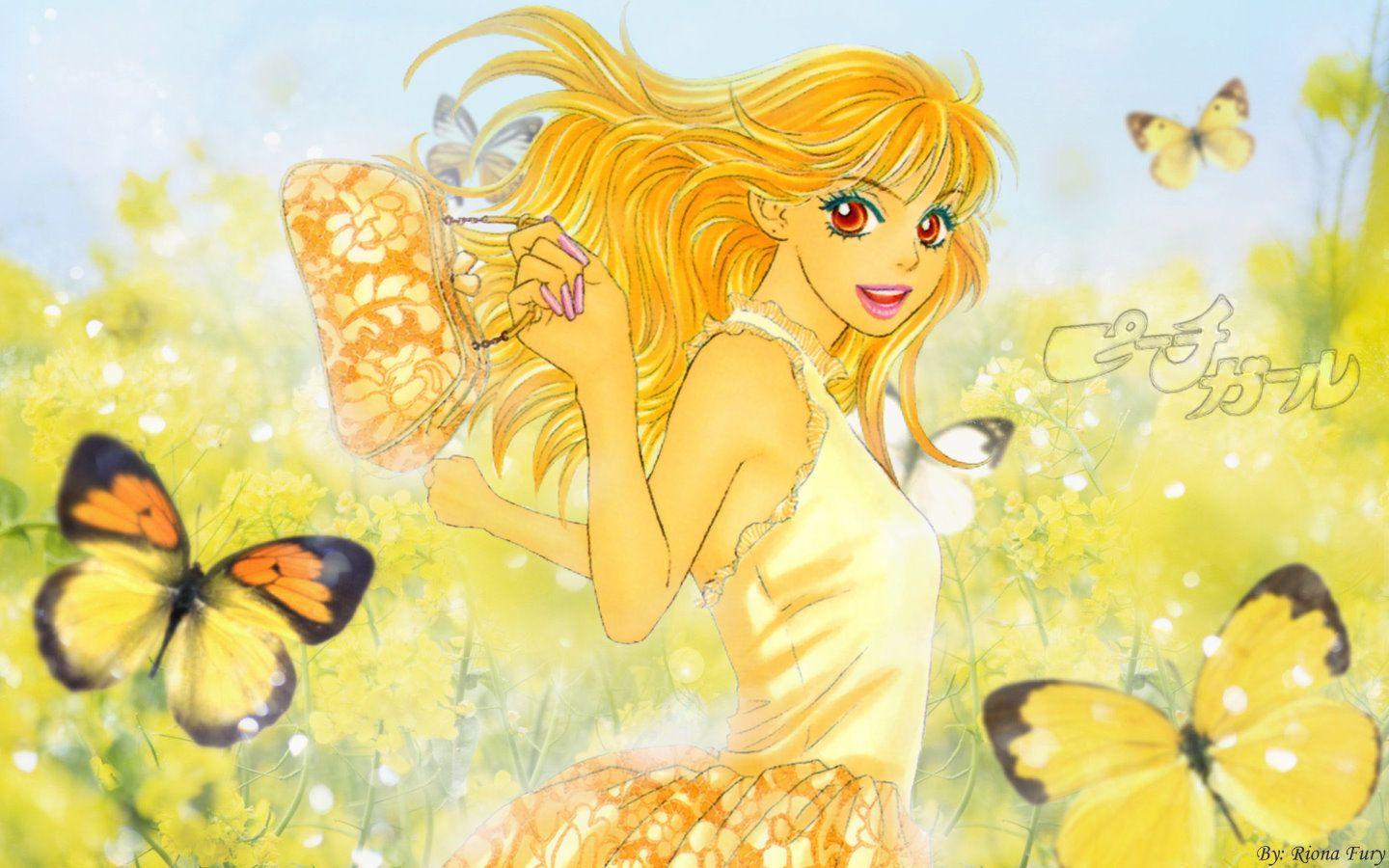 peach girl momo butterfly Girl Wallpaper