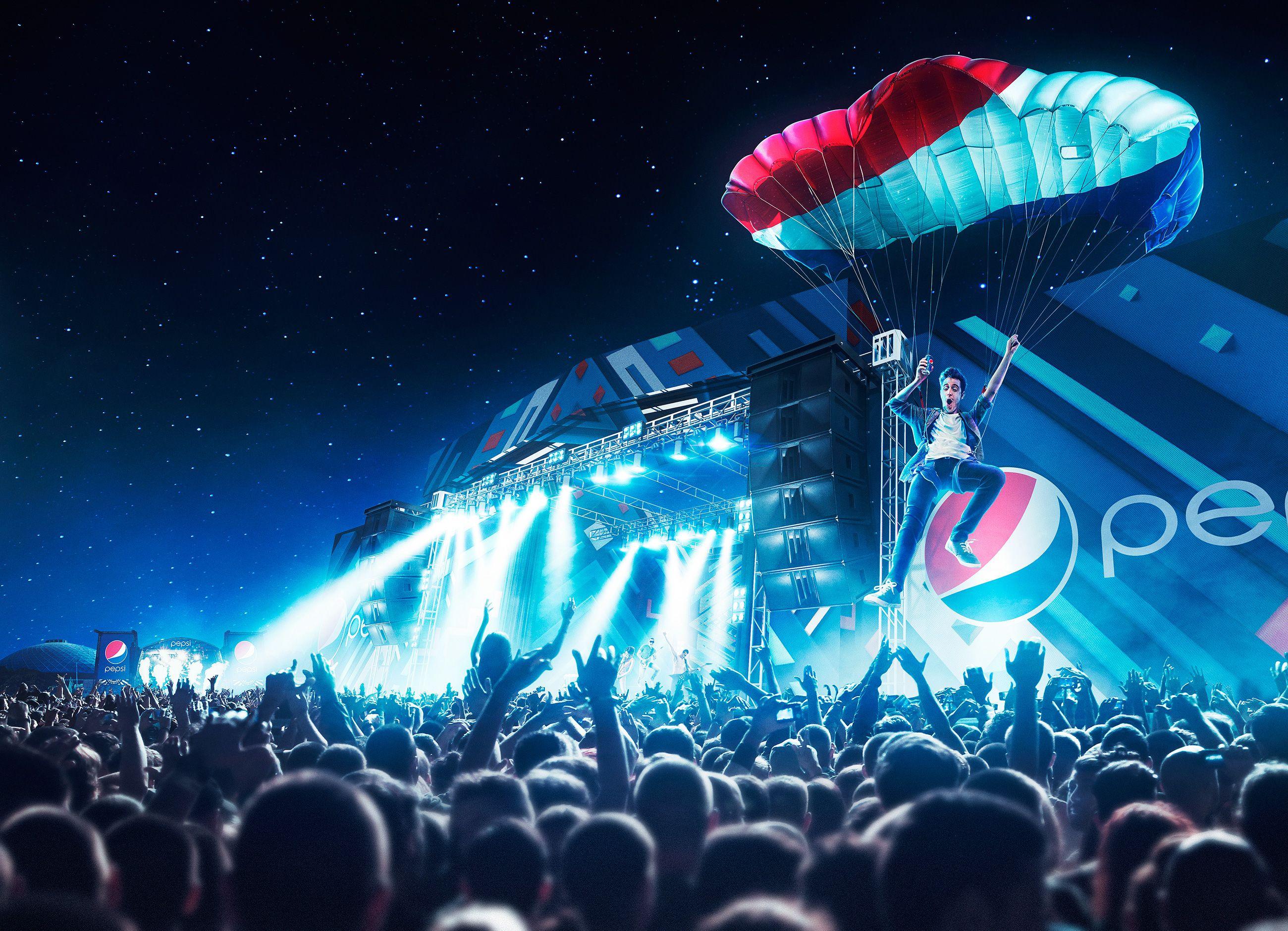 Wallpaper Pepsi, Skydive, Live concert, HD, Creative Graphics