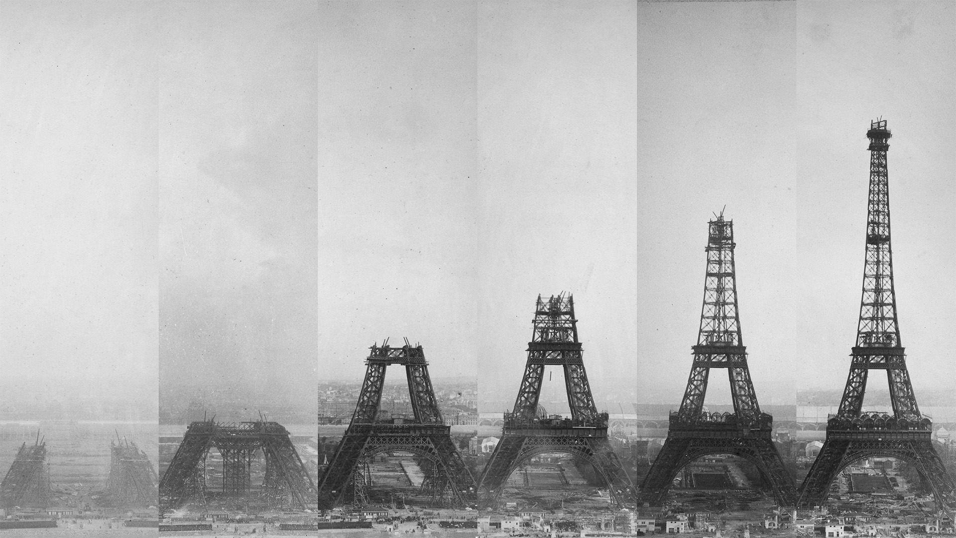 Eiffel tower under construction 1920 × 1080