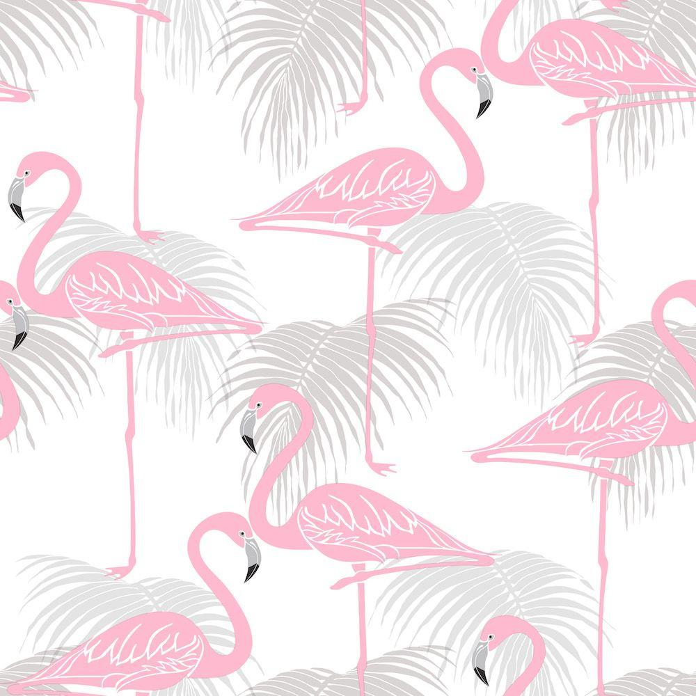 Fine Decor Flamingos Grey and Pink Wallpaper FD42215. Pink