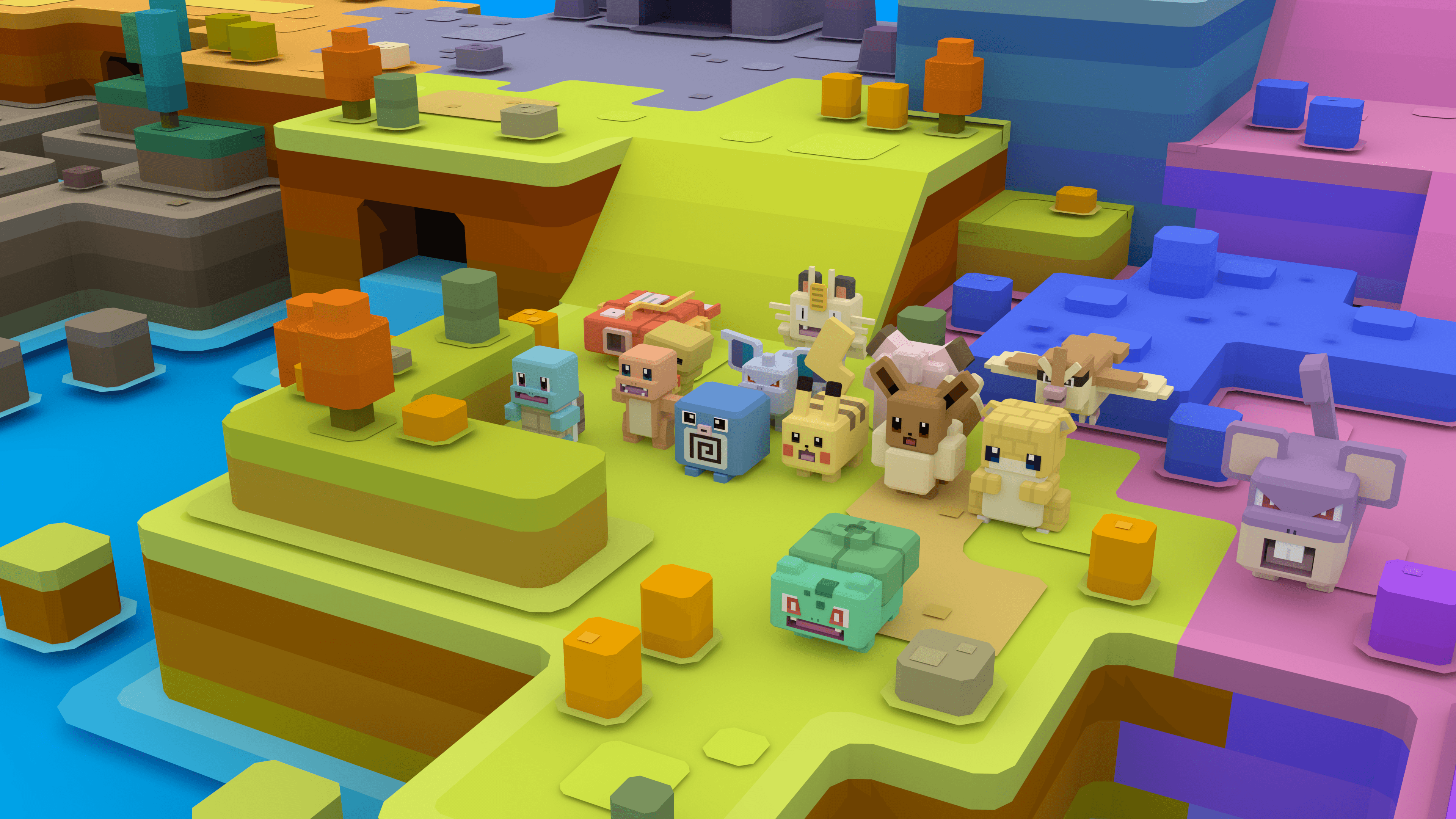 4K colorful wallpaper rendered from ripped Pokémon Quest assets