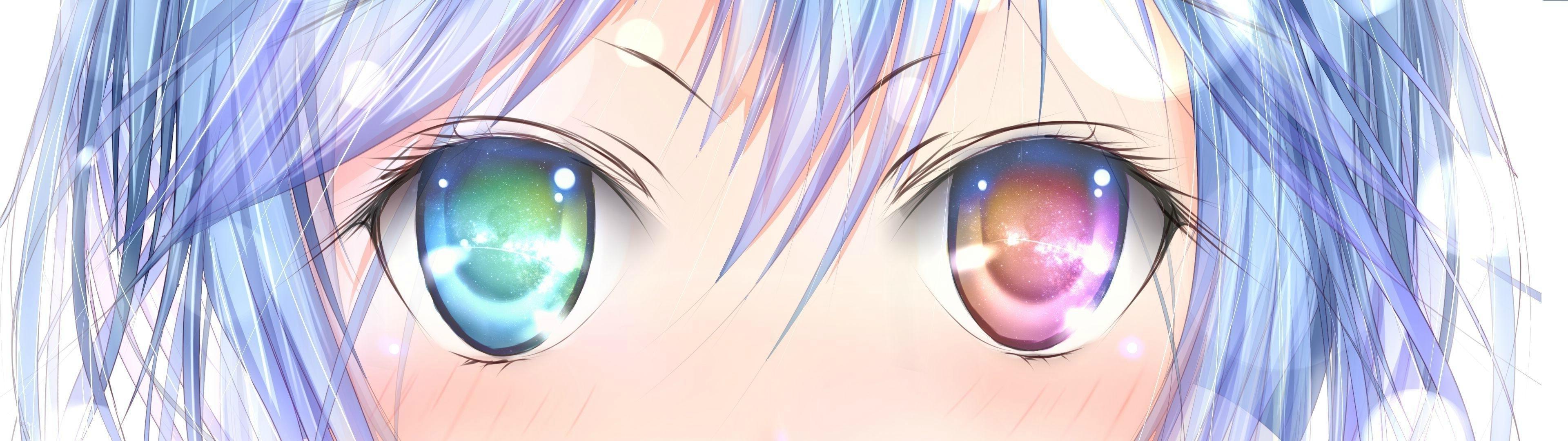 Close-up of a cute green anime eye