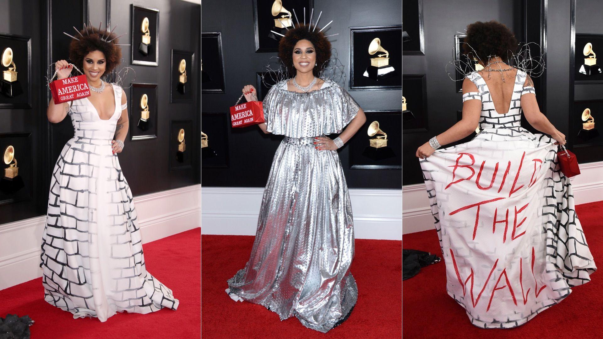 Joy Villa Returns To Grammys Red Carpet In Border Wall Gown