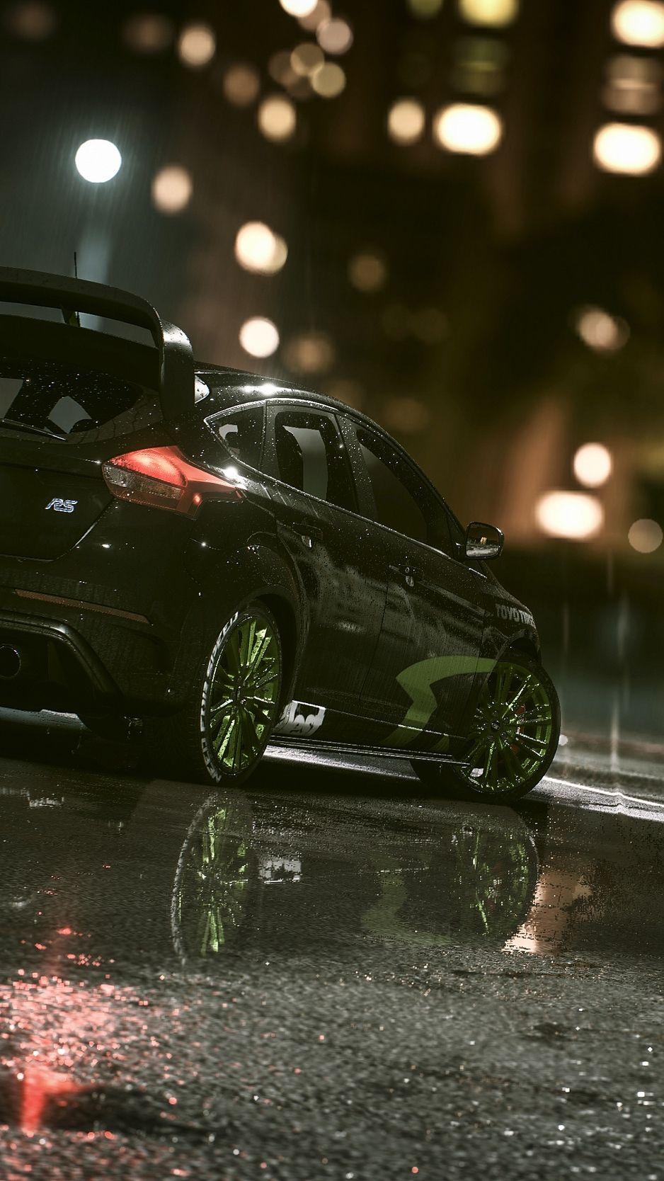 Download wallpaper 938x1668 ford focus rs, ford focus, ford, rain
