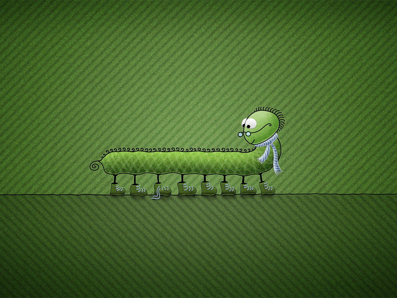 Centipede in glasses on a green background wallpaper and image