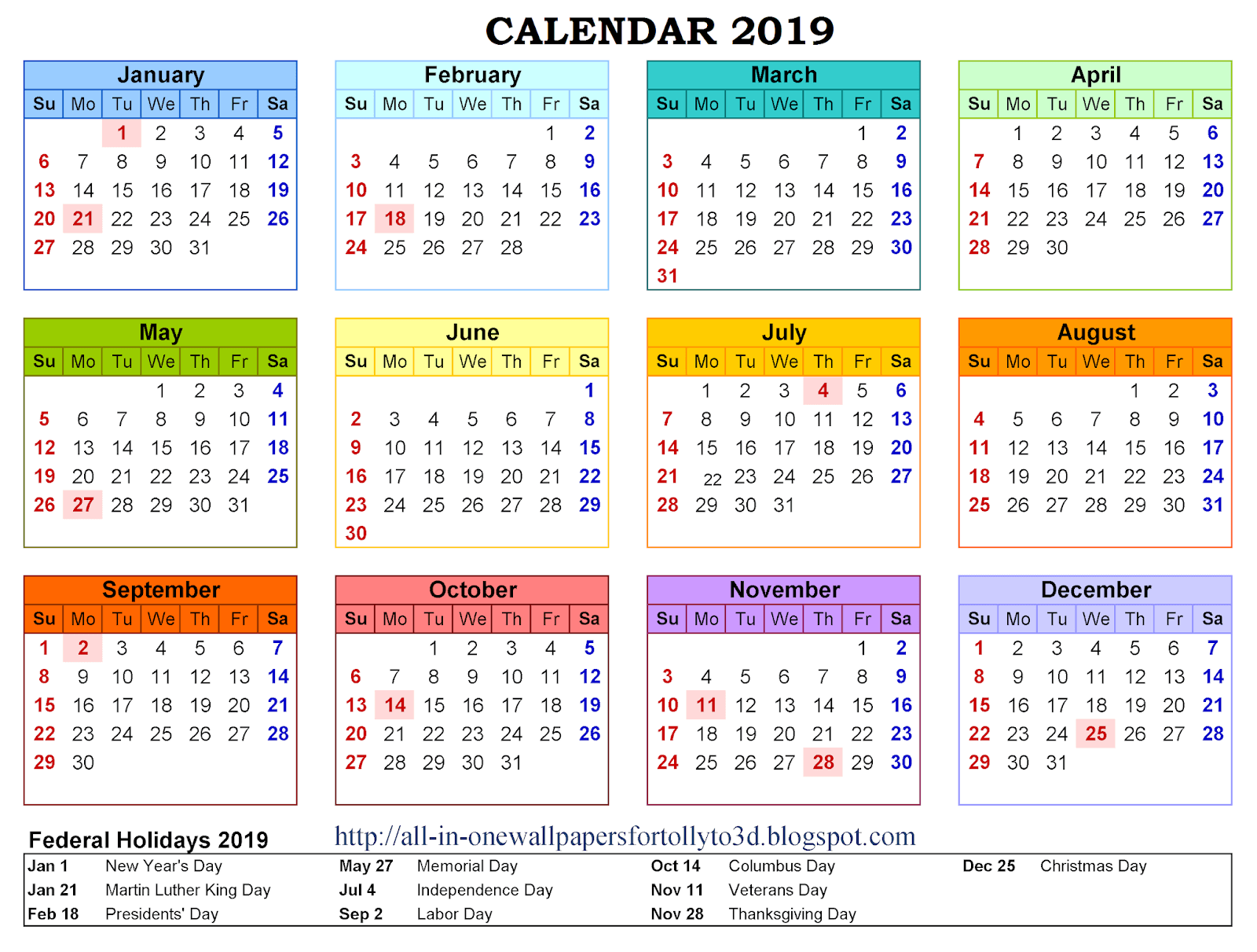 ALL IN ONE WALLPAPERS: 2019 HD Calendar Wallpaper